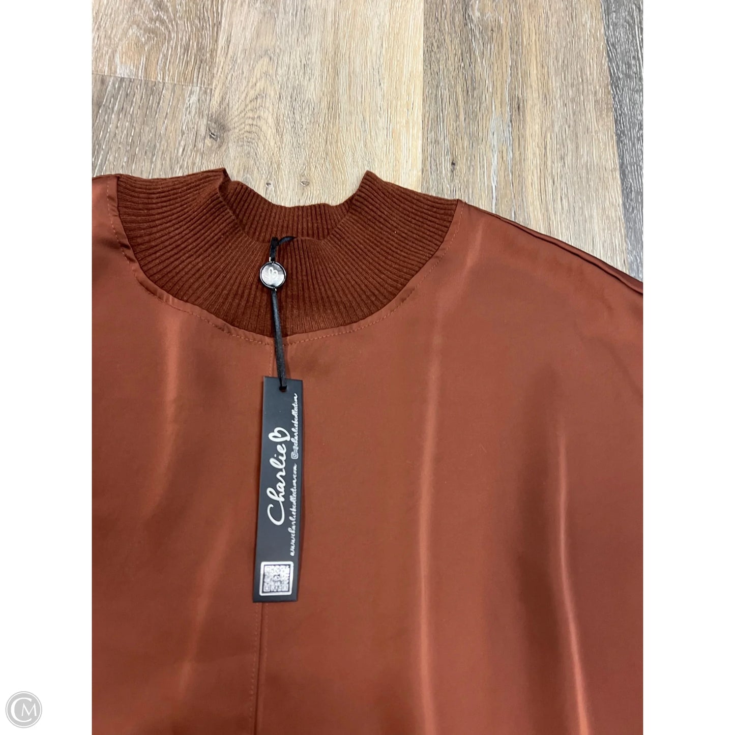 Blouse Long Sleeve By Charlie B In Brown, Size: Xl