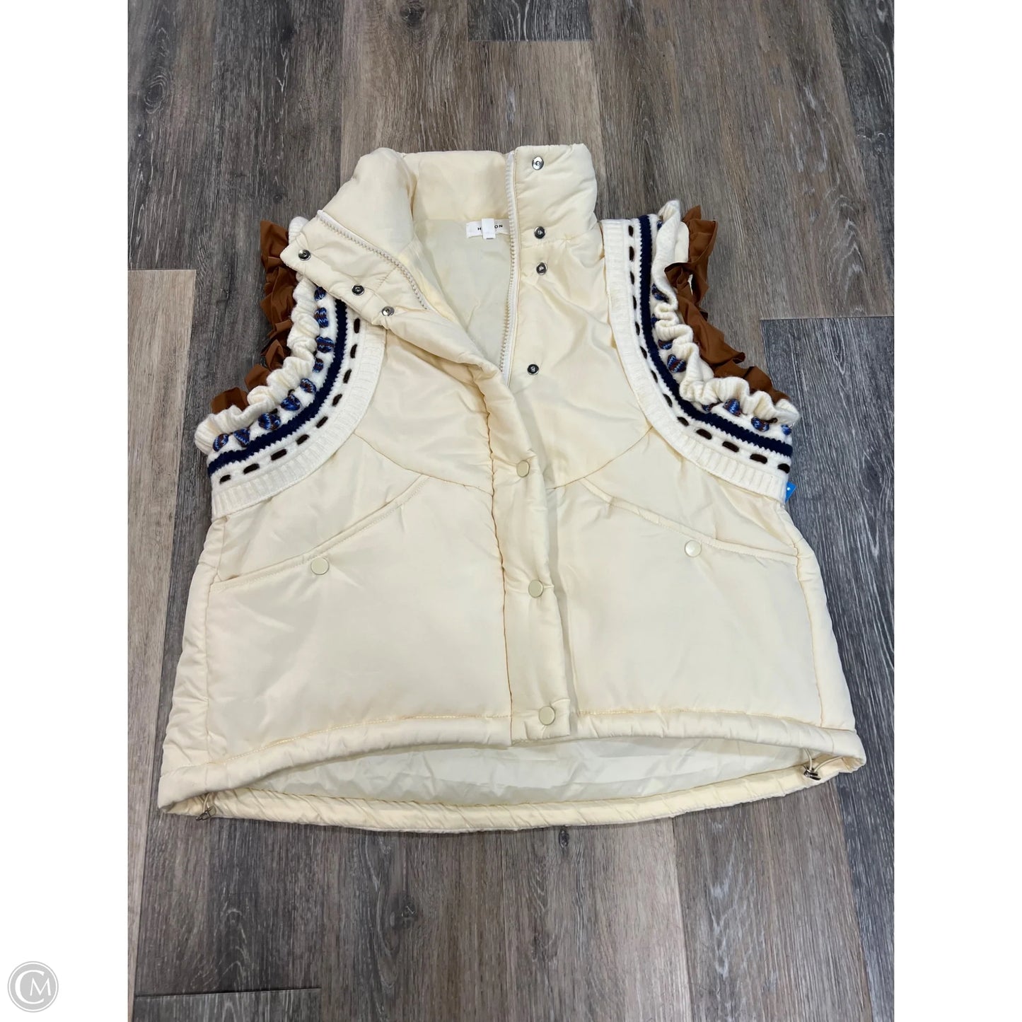 Vest Puffer & Quilted By Heyson In Cream, Size: L