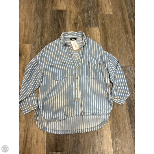 Blouse Long Sleeve By Blu Pepper In Striped Pattern, Size: L