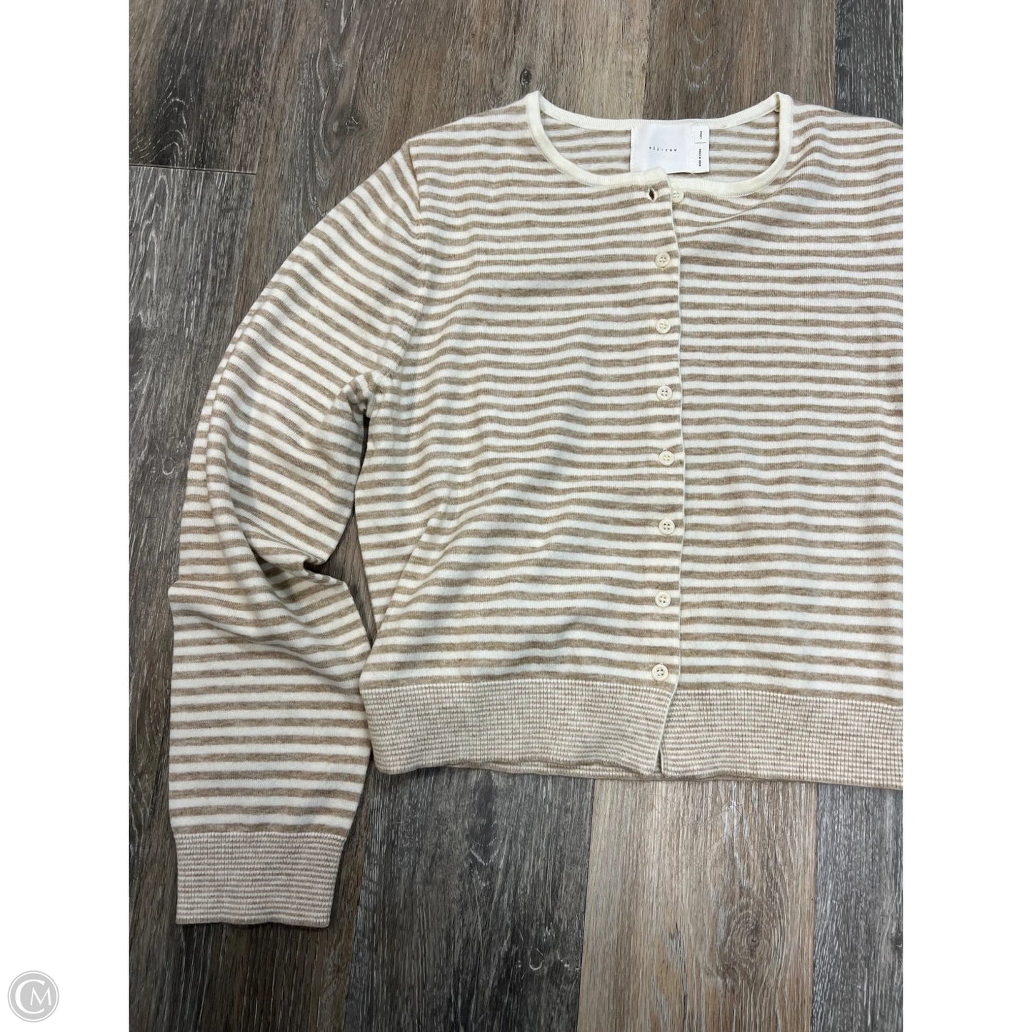 Sweater Cardigan By All Row In Striped Pattern, Size: L