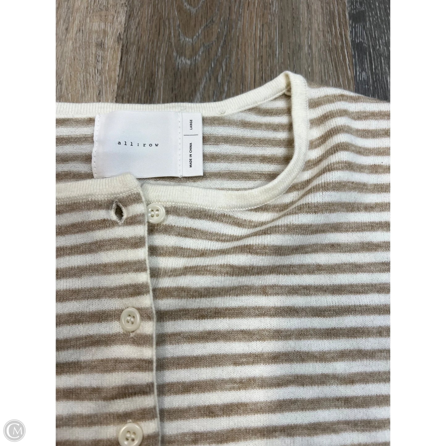 Sweater Cardigan By All Row In Striped Pattern, Size: L