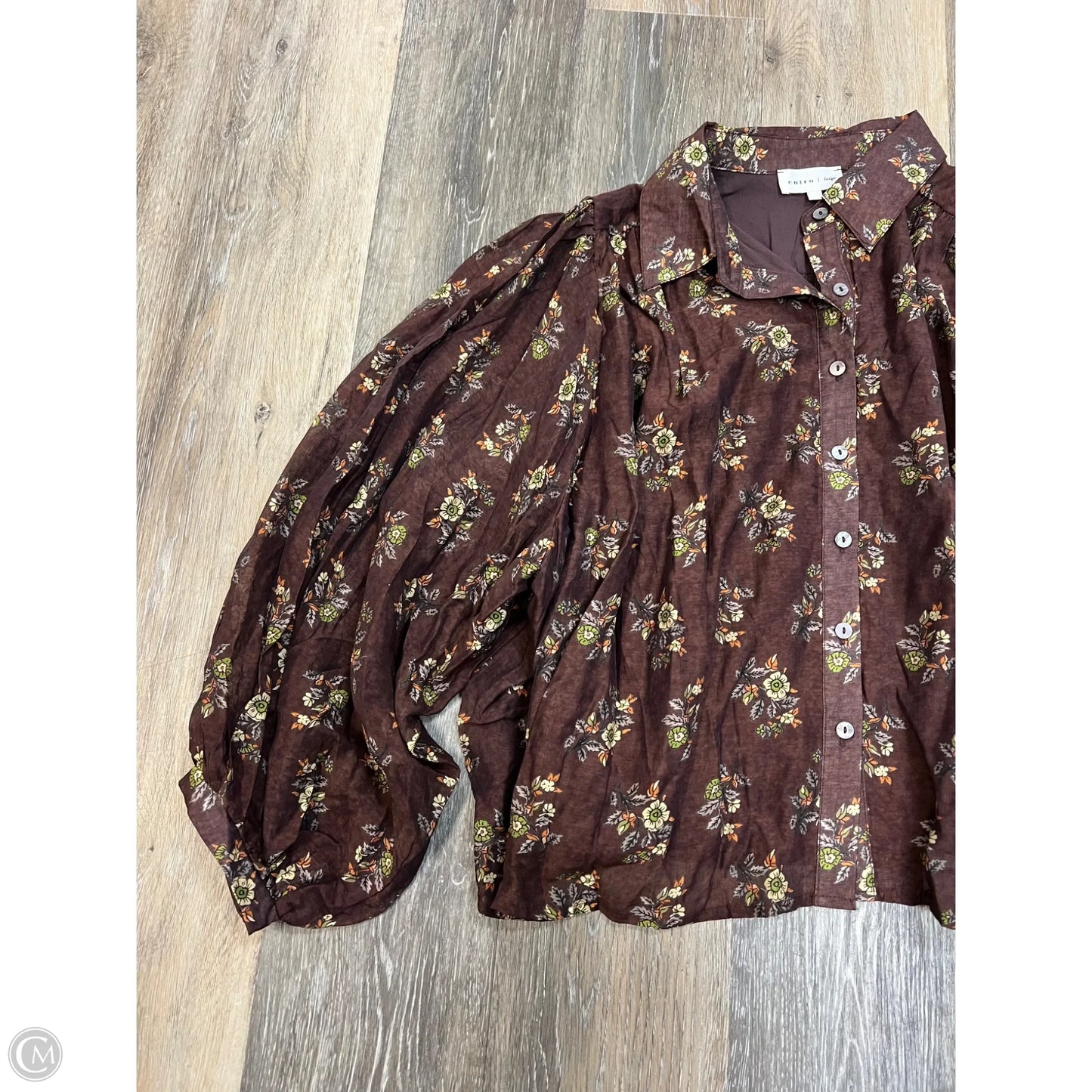 Blouse Long Sleeve By Entro In Floral Print, Size: L