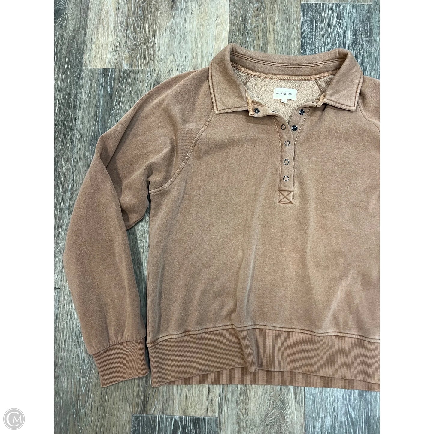Top Long Sleeve By Thread And Supply In Tan, Size: L
