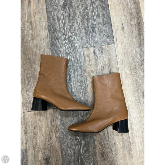 Boots Ankle Heels By Closed In Tan, Size: 8/38