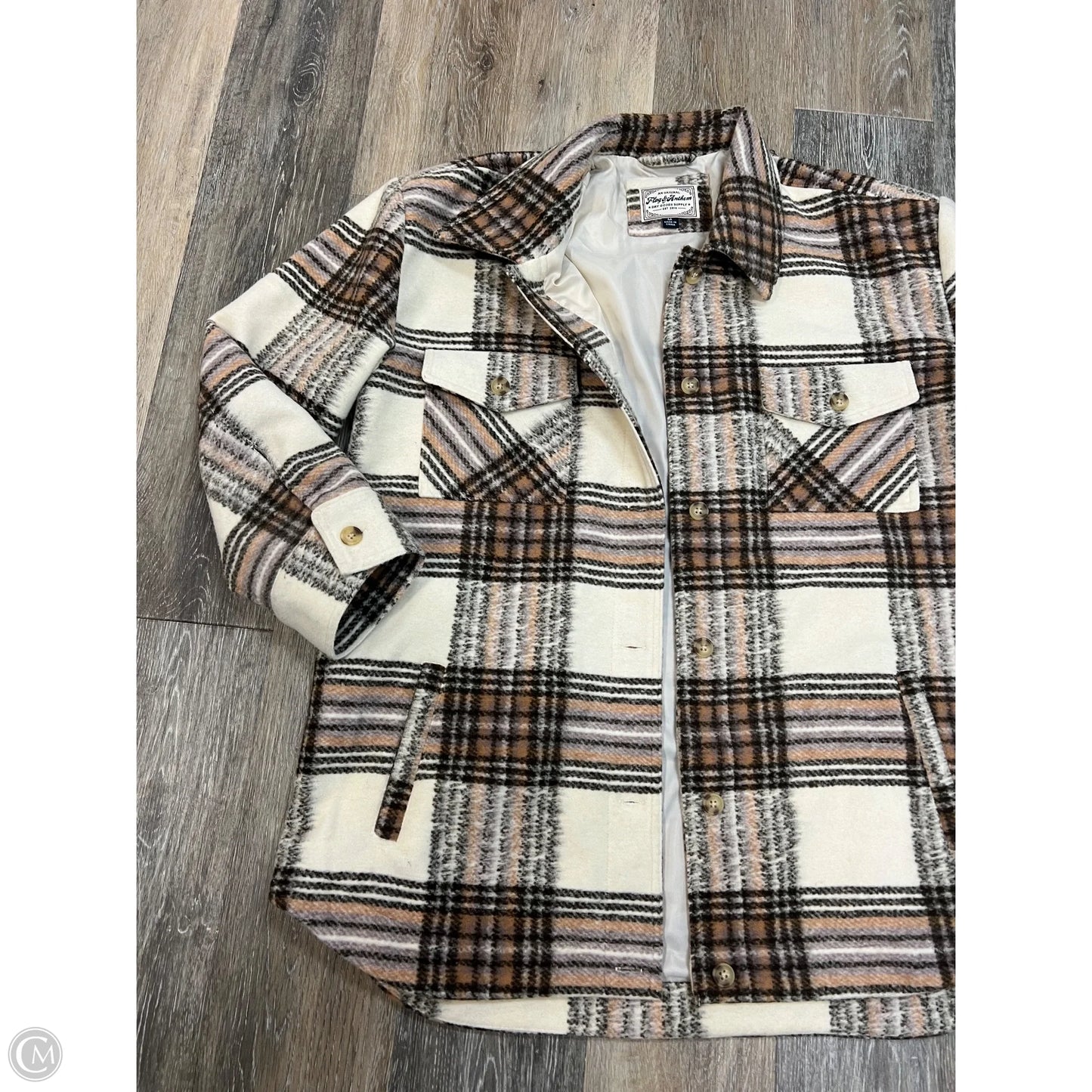 -Jacket Shirt By Flag of Anthem In Plaid Pattern, Size: M