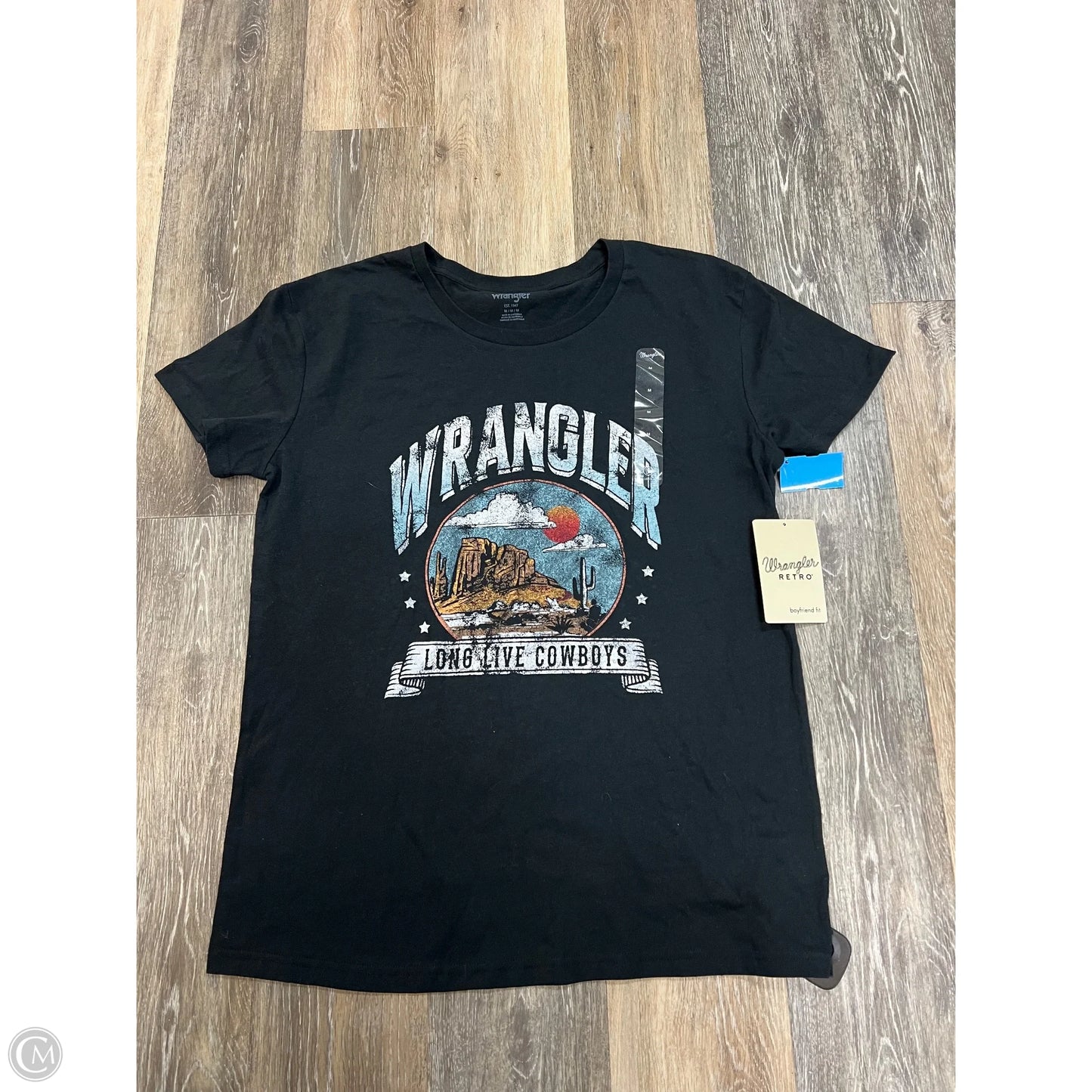 Top Short Sleeve By Wrangler In Black, Size: M