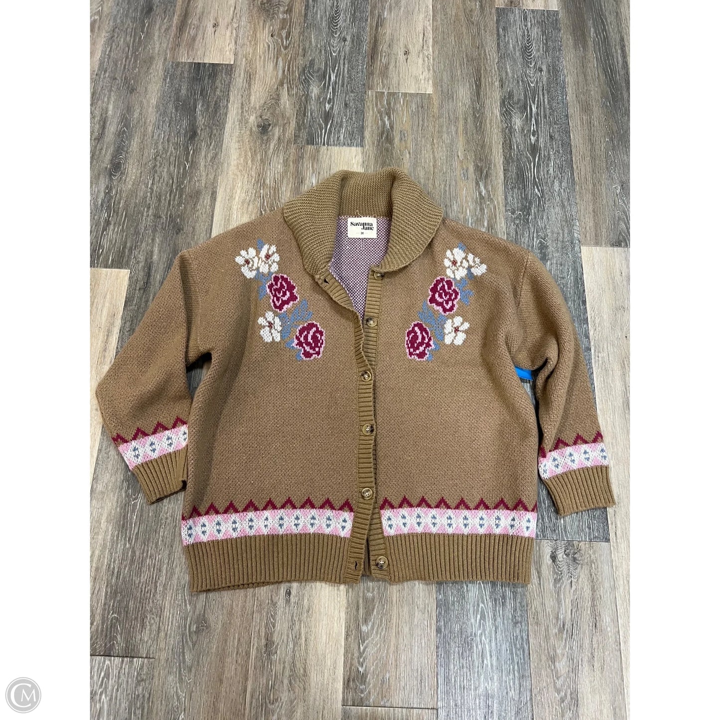 Sweater Cardigan By Savanna Jane In Tan, Size: 2x