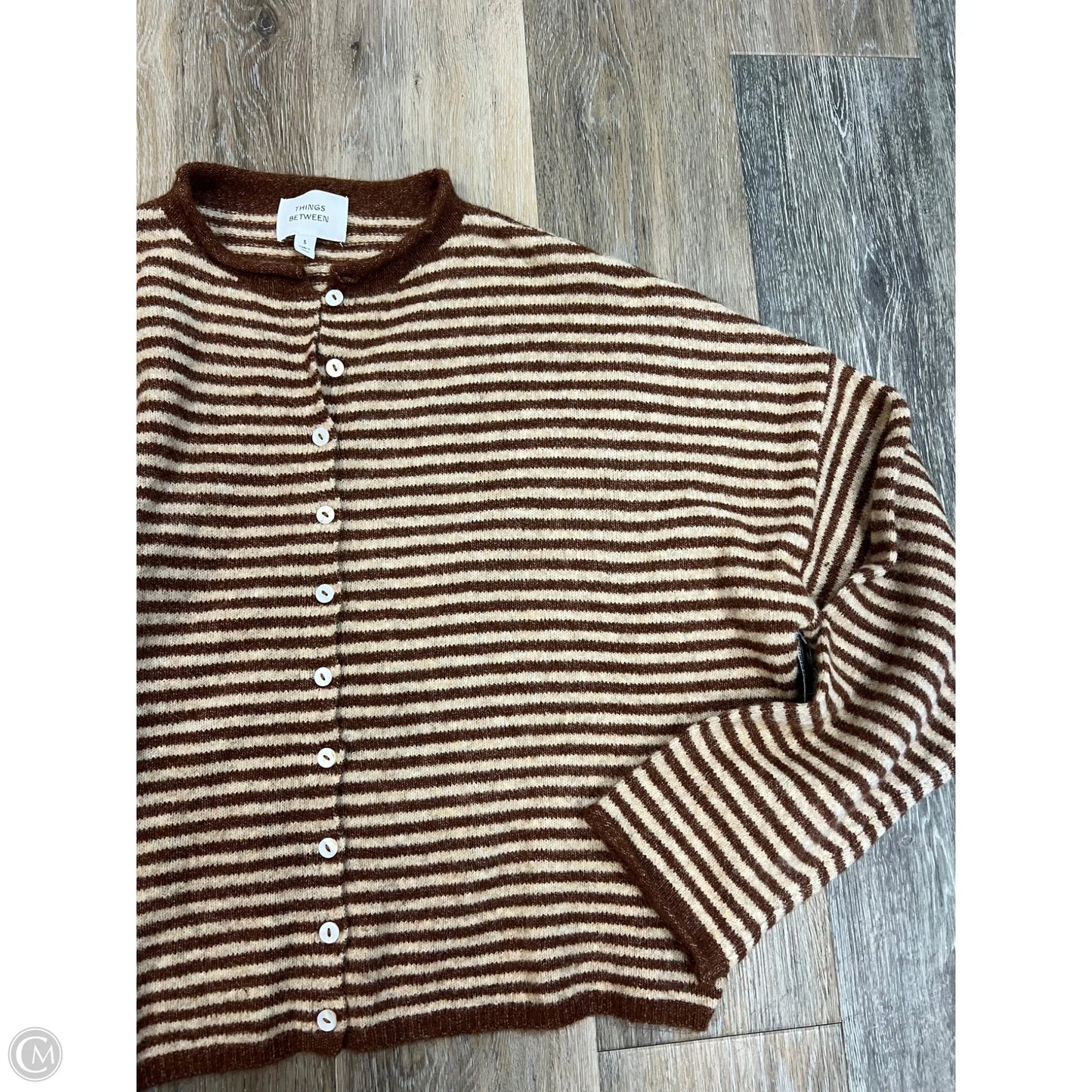 Sweater Cardigan By THINGS BETWEEN In Striped Pattern, Size: S