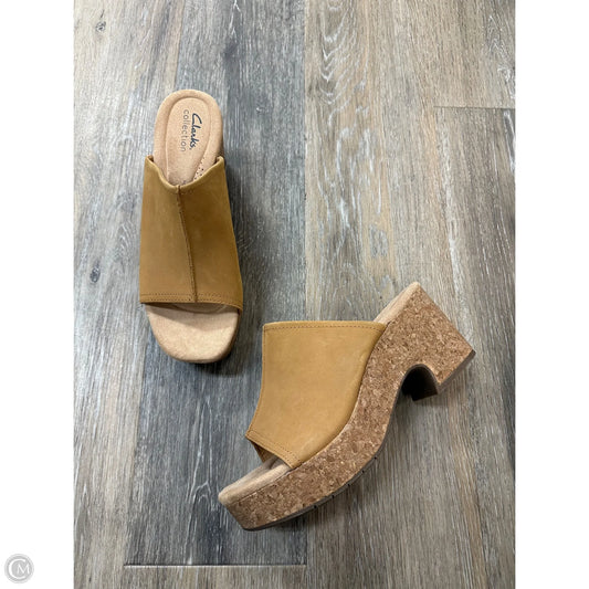 Sandals Heels Block By Clarks In Tan, Size: 8