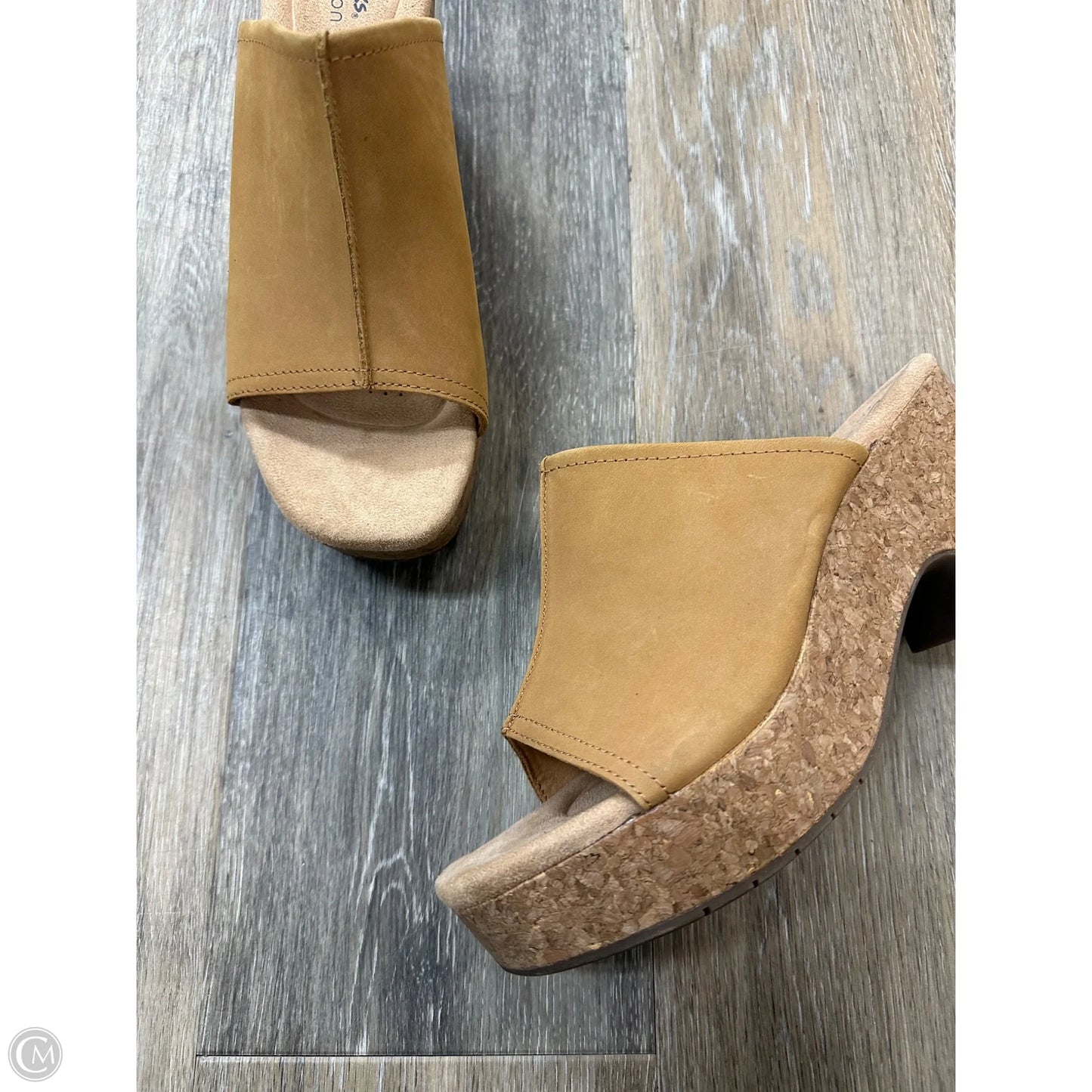 Sandals Heels Block By Clarks In Tan, Size: 8