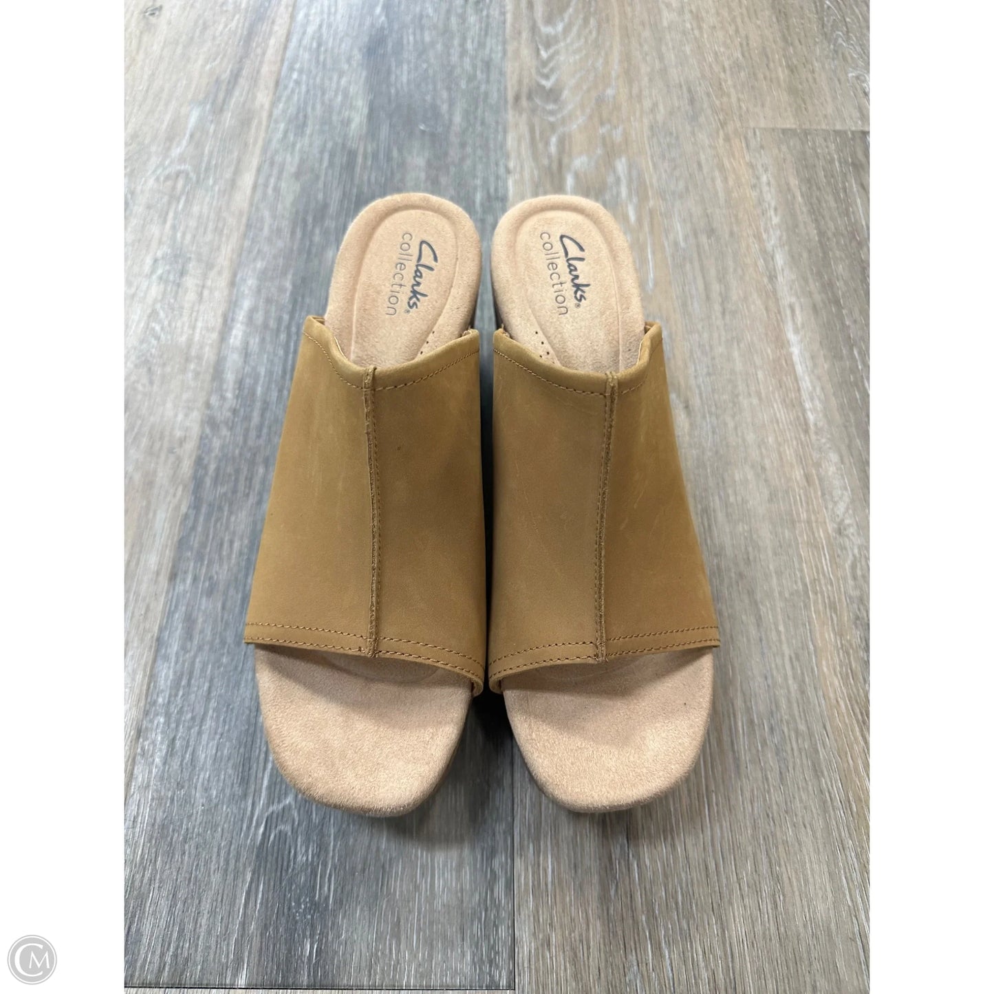 Sandals Heels Block By Clarks In Tan, Size: 8