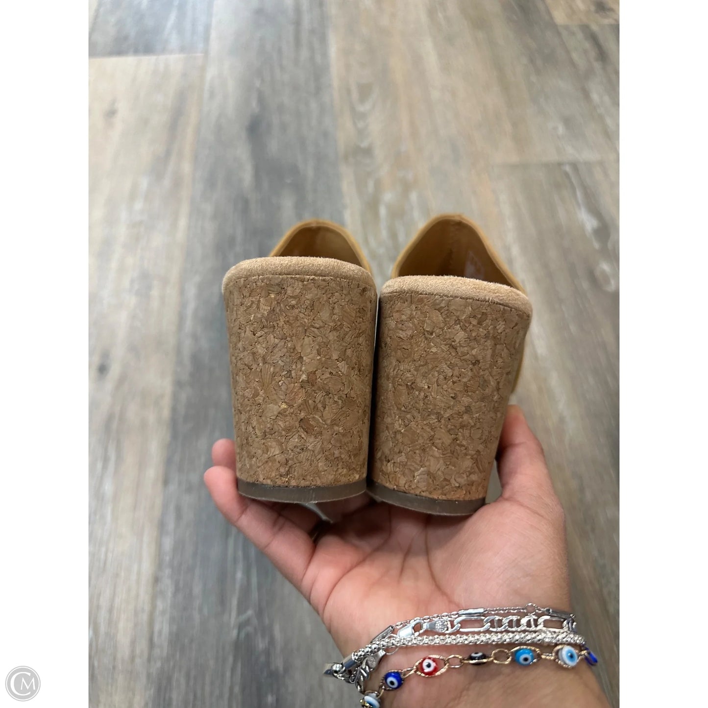 Sandals Heels Block By Clarks In Tan, Size: 8