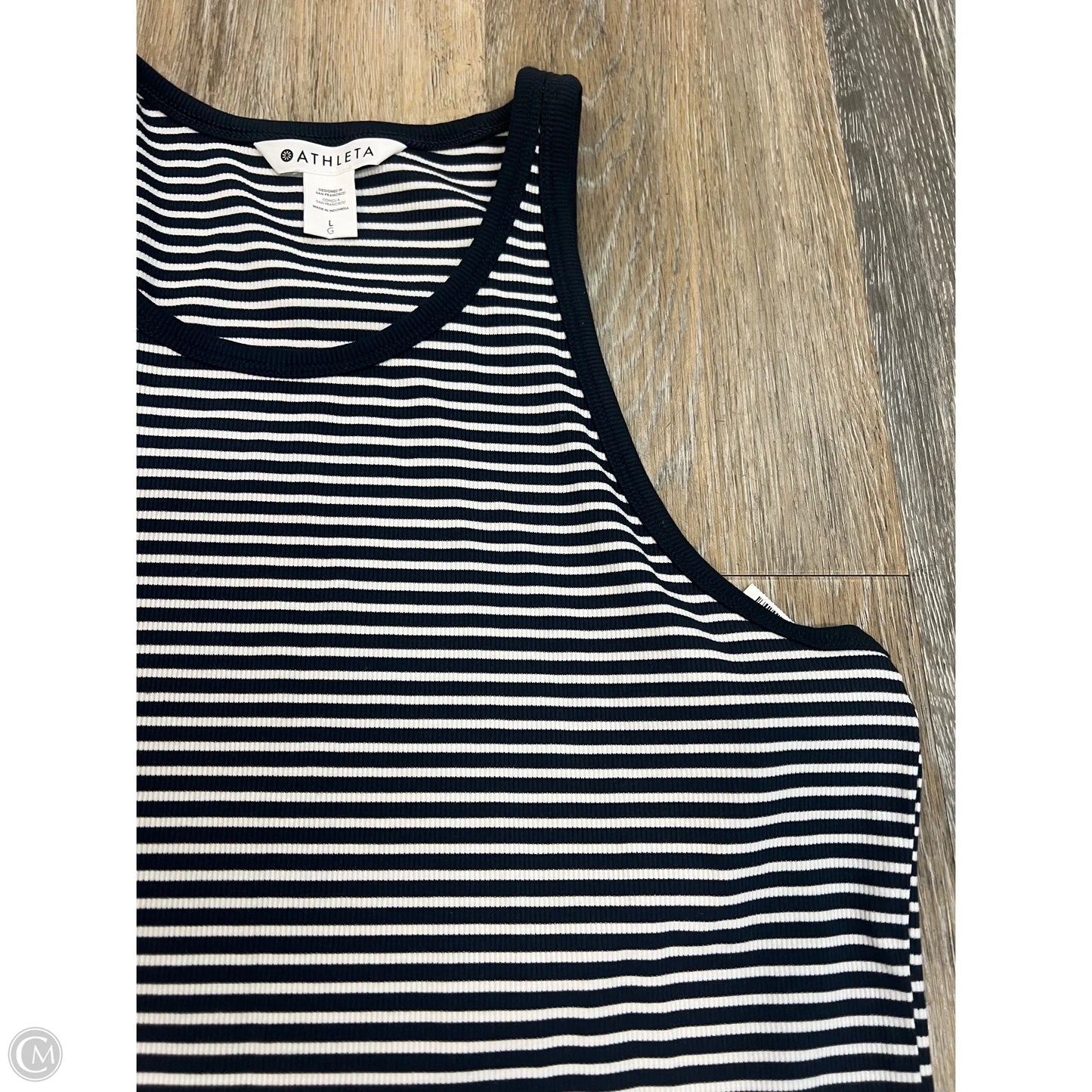 Athletic Tank Top By Athleta In Navy Striped Pattern, Size: L