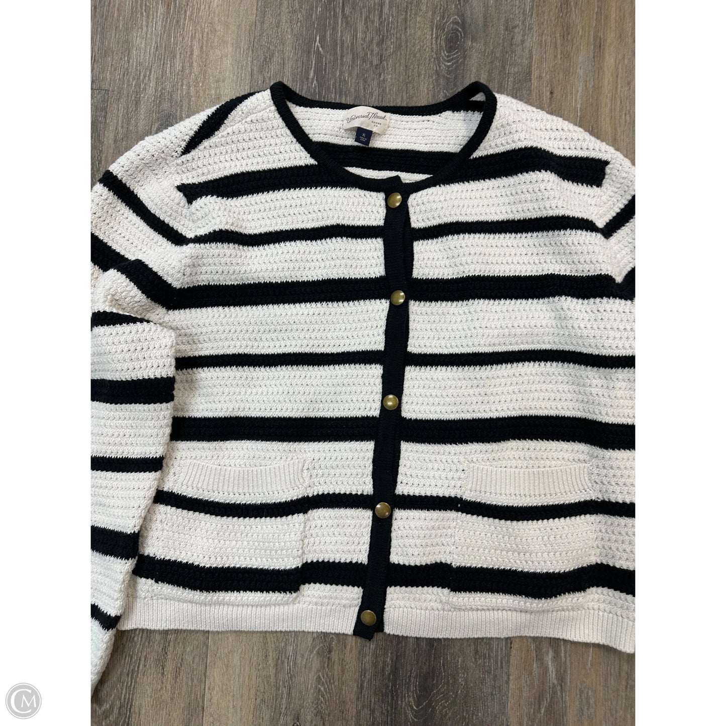 Sweater Cardigan By Universal Thread In Striped Pattern, Size: Xl