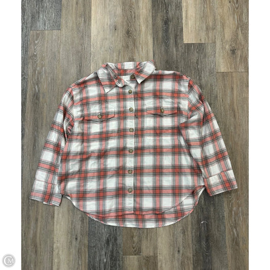 -Blouse Long Sleeve By American Eagle In Plaid Pattern, Size: Xl