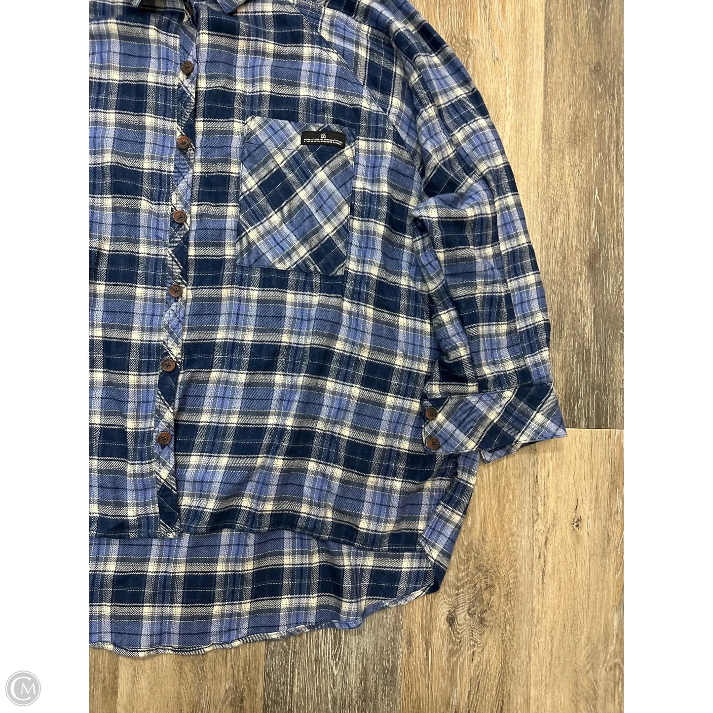 Blouse Long Sleeve By Bdg In Plaid Pattern, Size: M