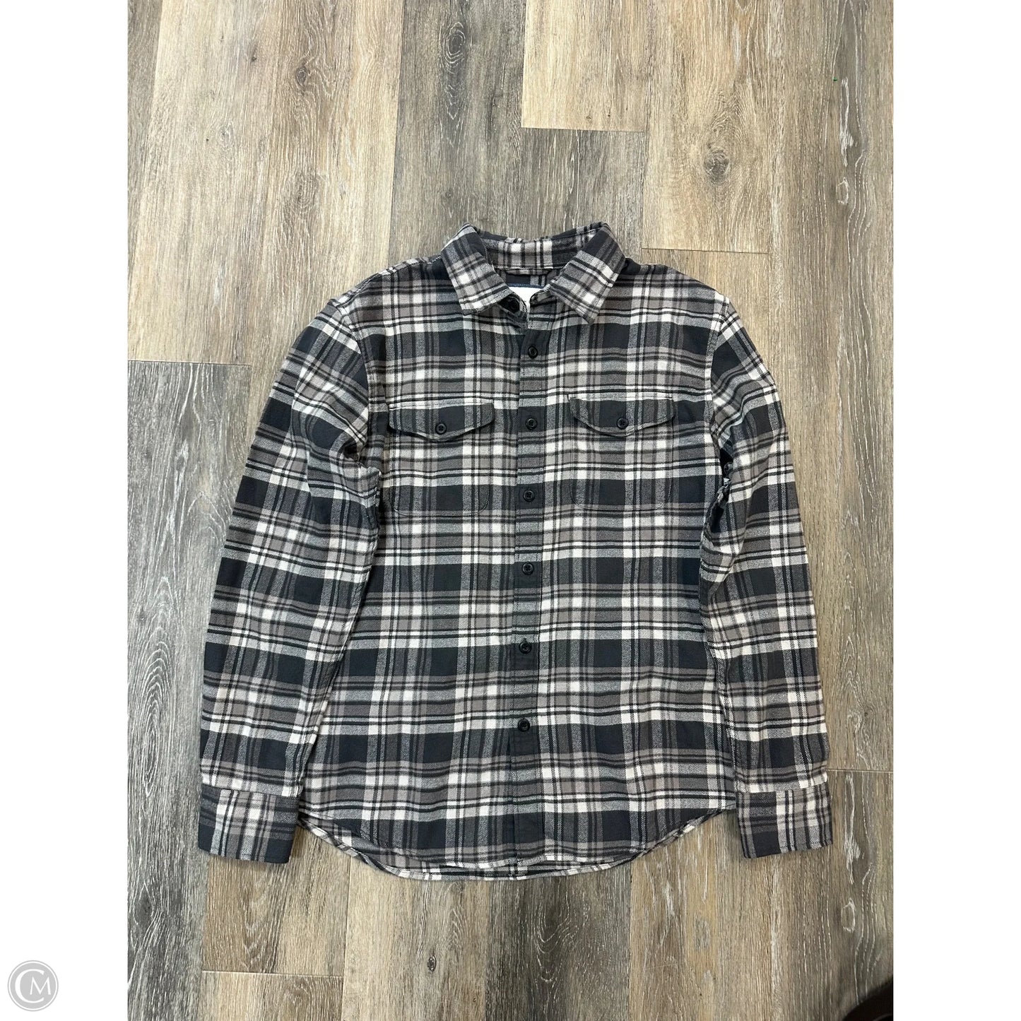 Blouse Long Sleeve By American Eagle In Plaid Pattern, Size: M