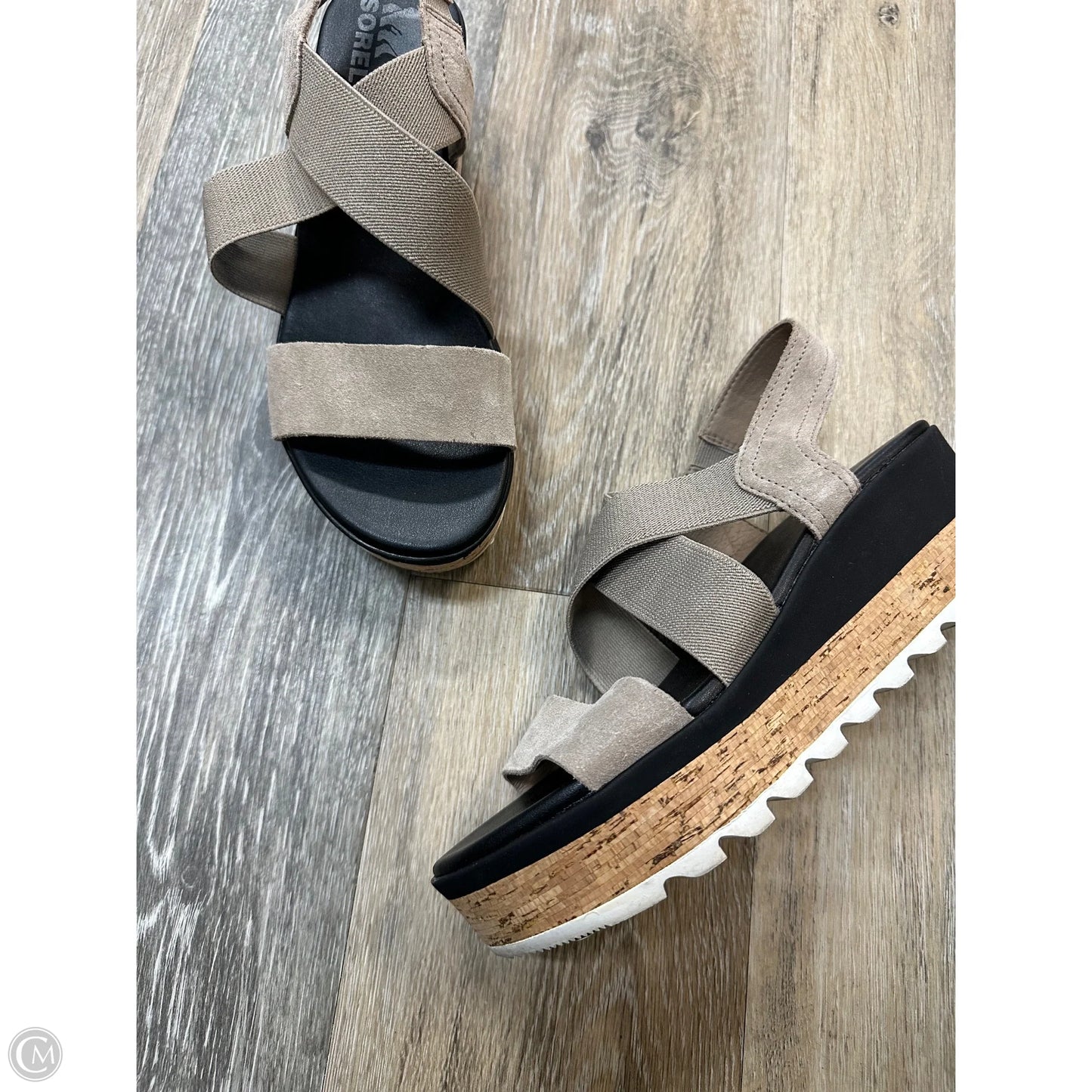 Sandals Heels Wedge By Sorel In Taupe, Size: 8