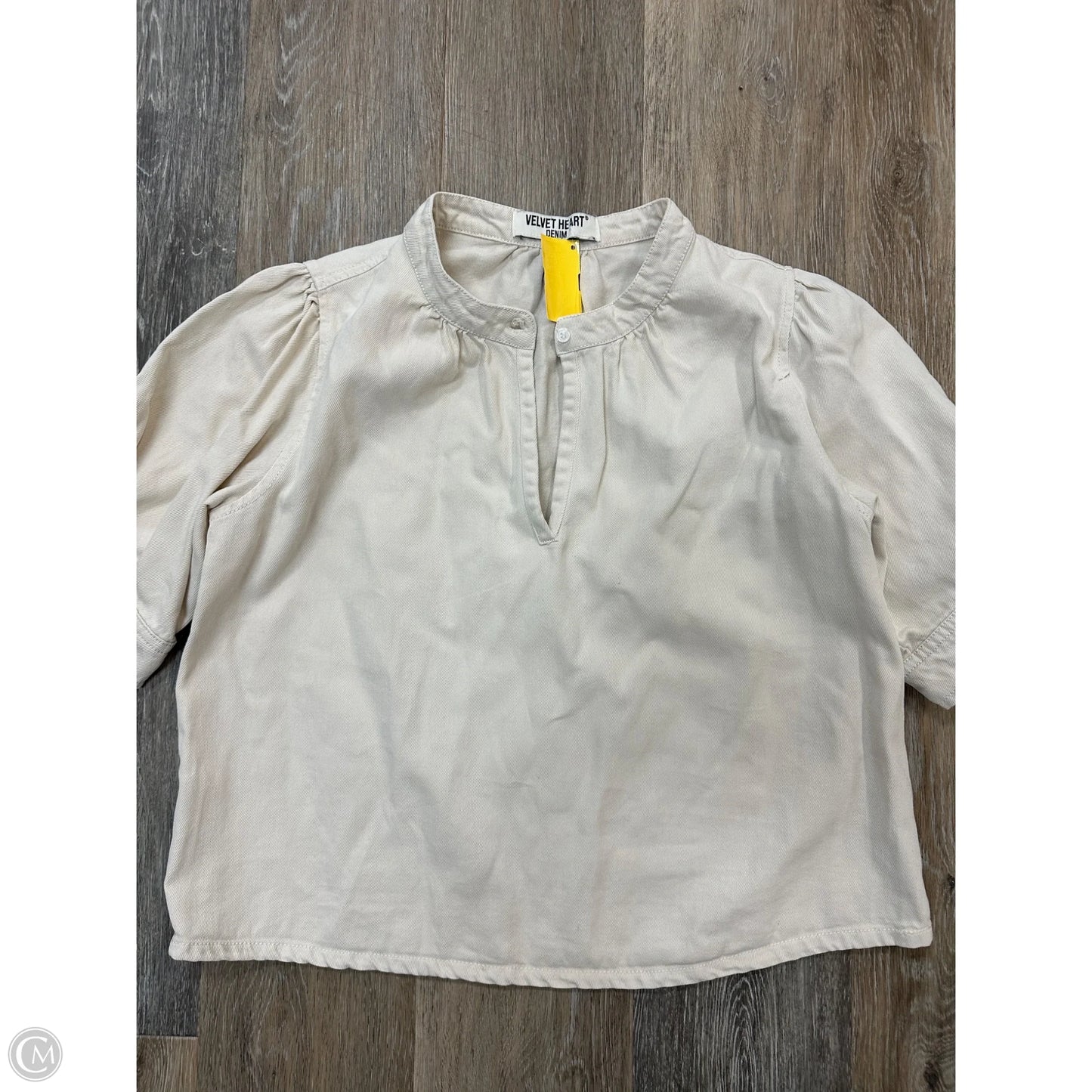 Blouse Short Sleeve By Velvet Heart In Cream Denim, Size: M