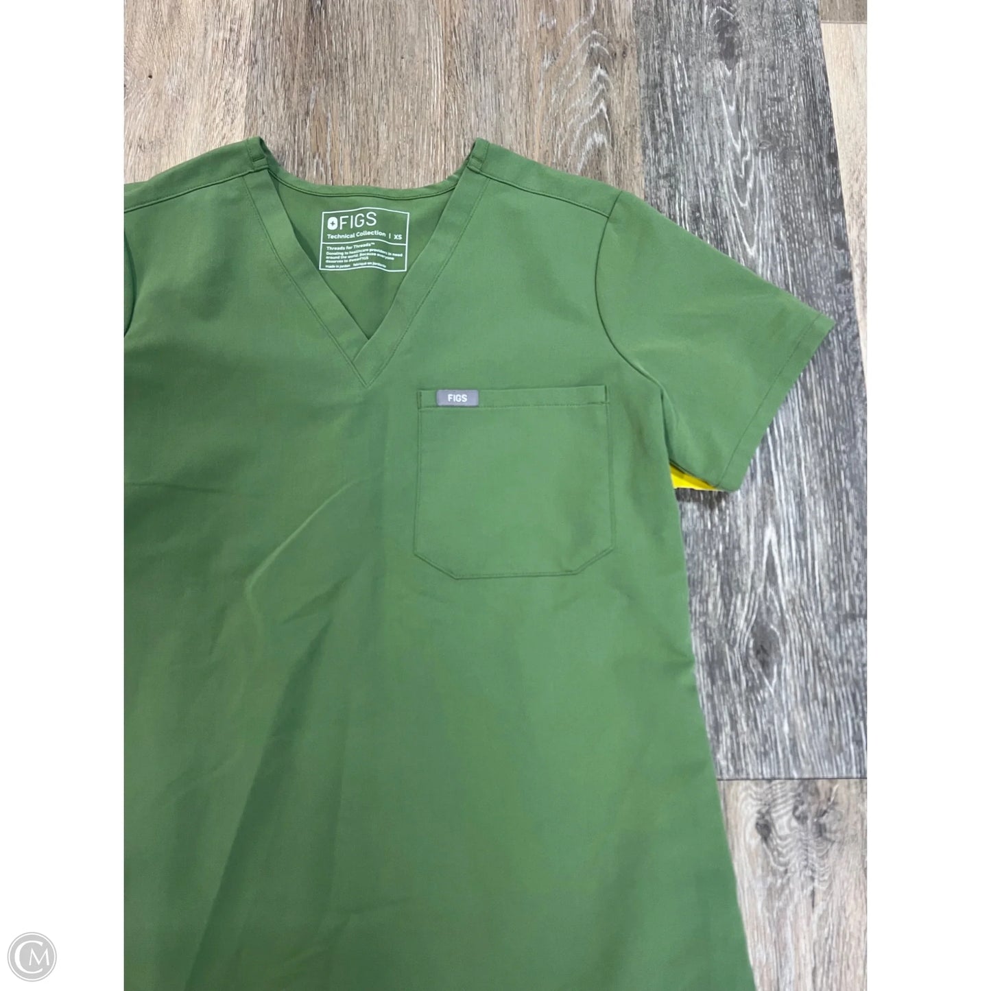 Scrub Top Short Sleeve By Figs In Green, Size: Xs