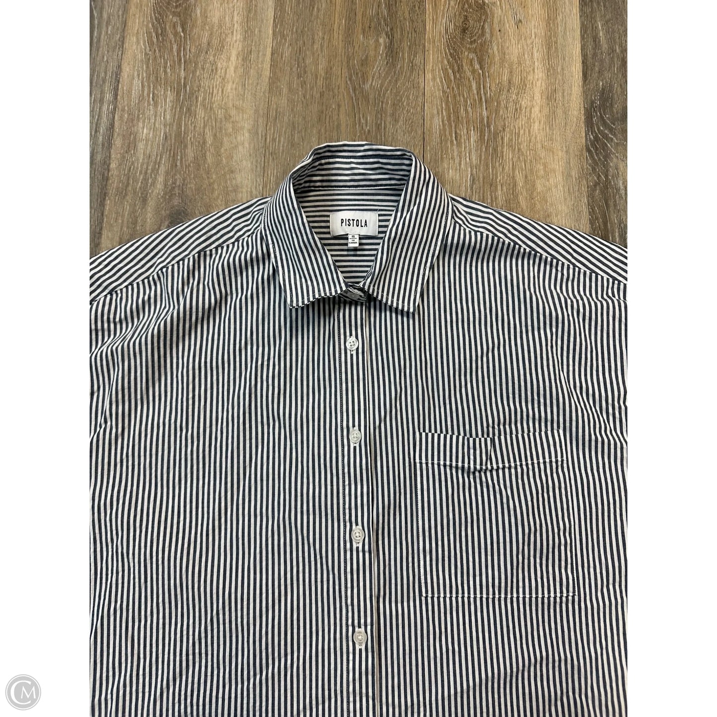 Blouse Short Sleeve By Pistola In Striped Pattern, Size: S