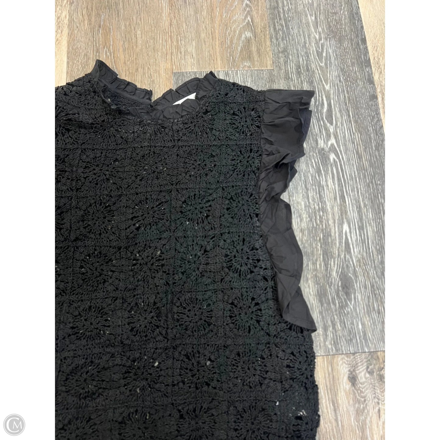 Blouse Short Sleeve By Flat White In Black, Size: S