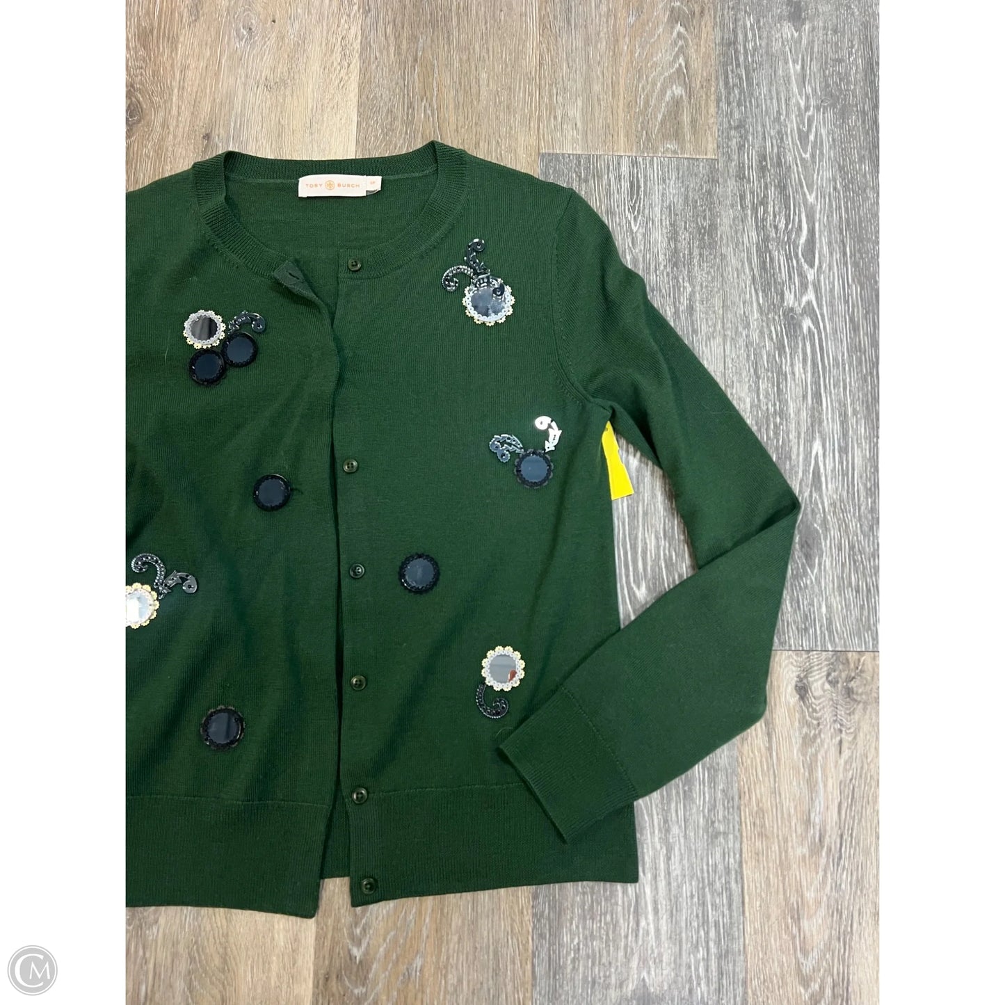 Sweater Cardigan Designer By Tory Burch In Green, Size: S