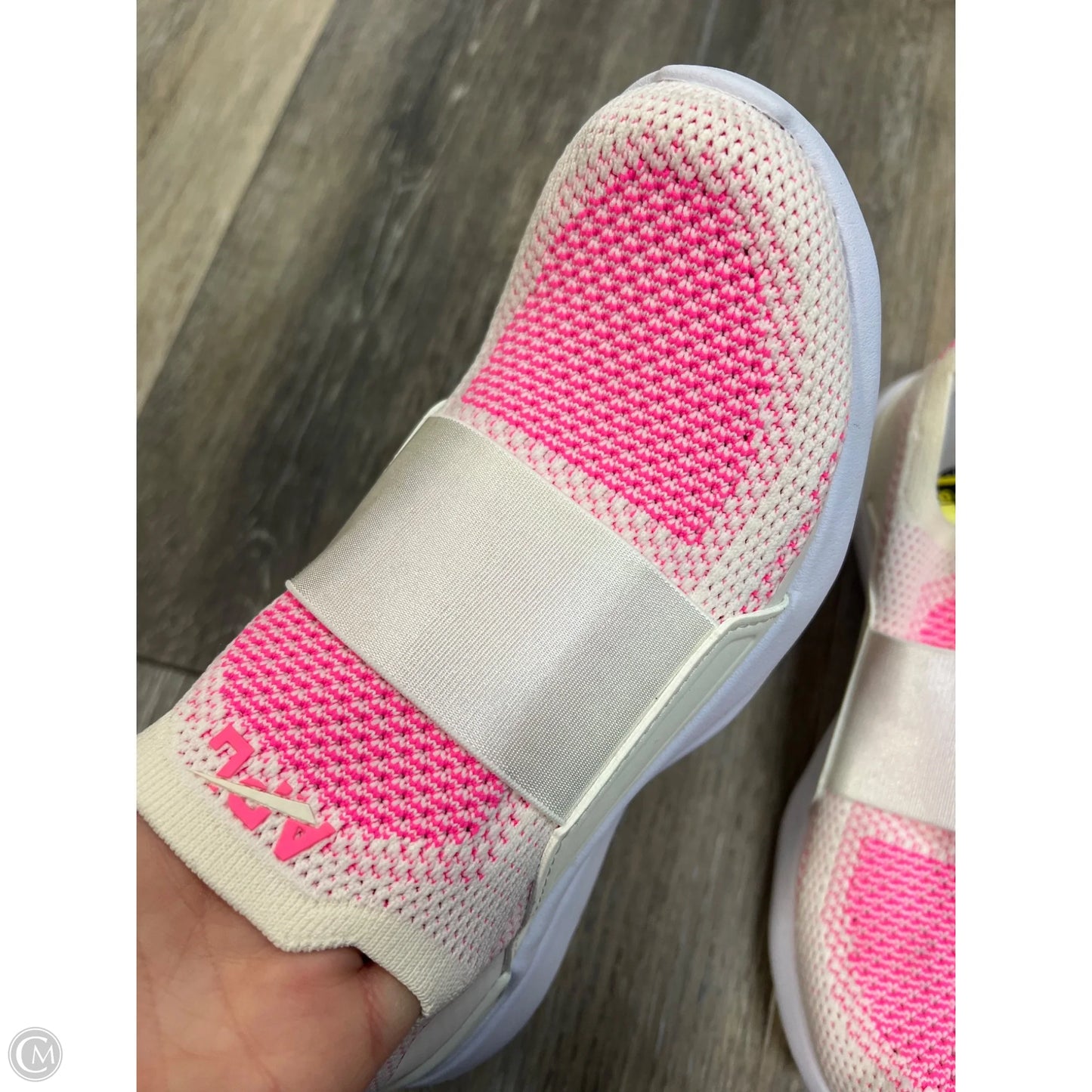 Shoes Designer By Apl In Pink & White, Size: 7