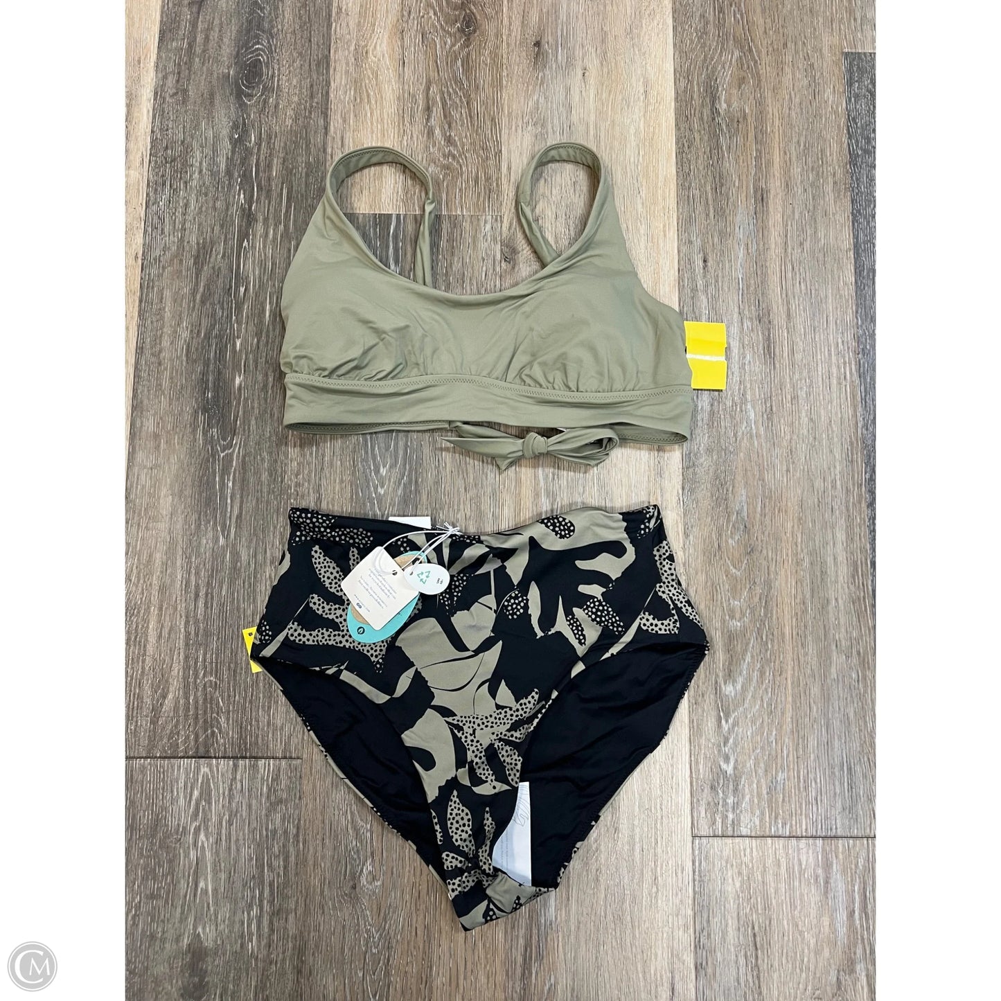 Swimsuit 2pc By Prana In Black & Green, Size: S