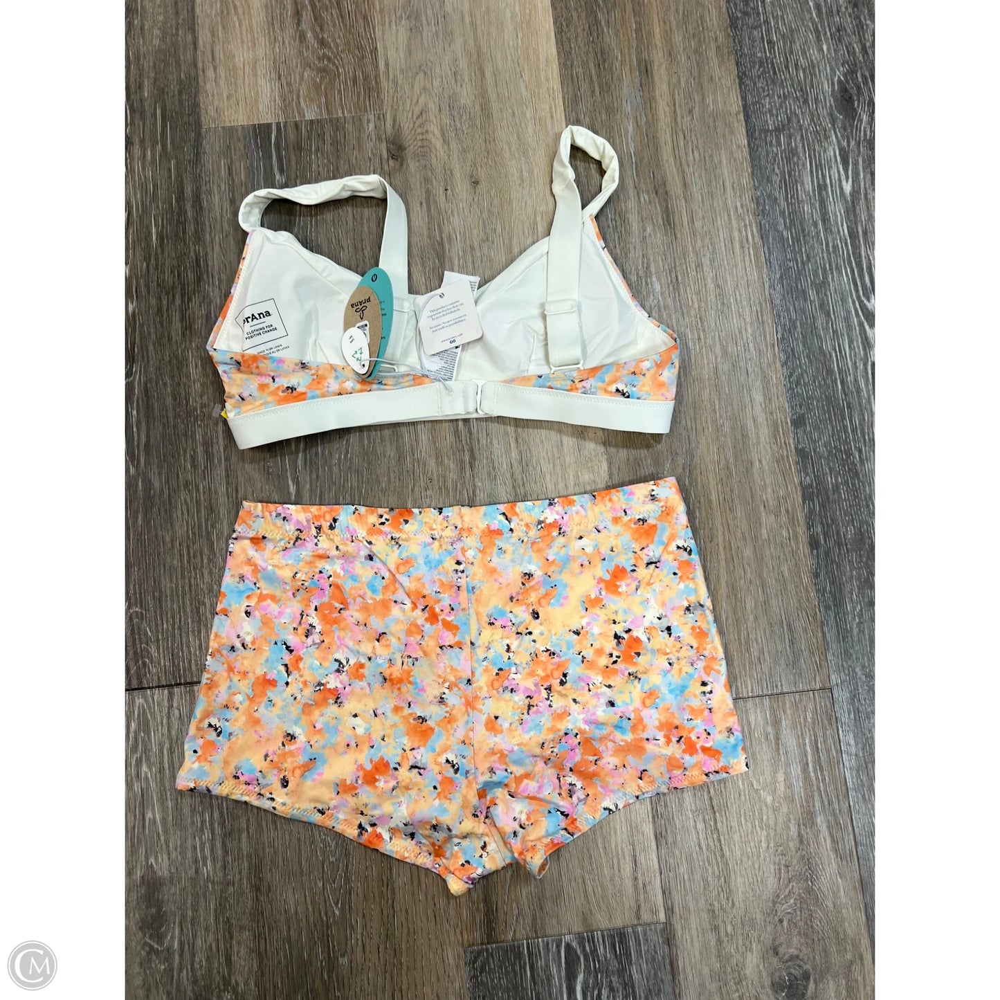 Swimsuit 2pc By Prana In Orange & White, Size: S