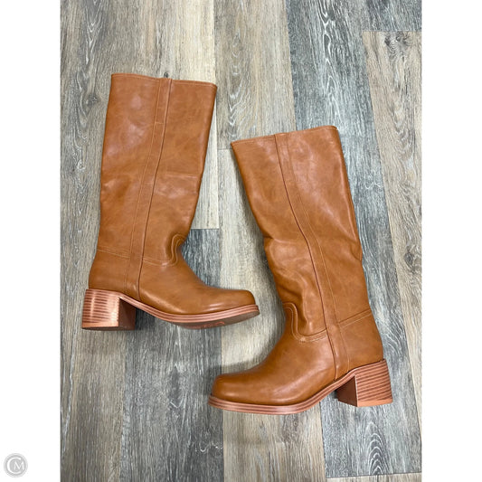 Boots Knee Heels By Clothes Mentor In Tan, Size: 9
