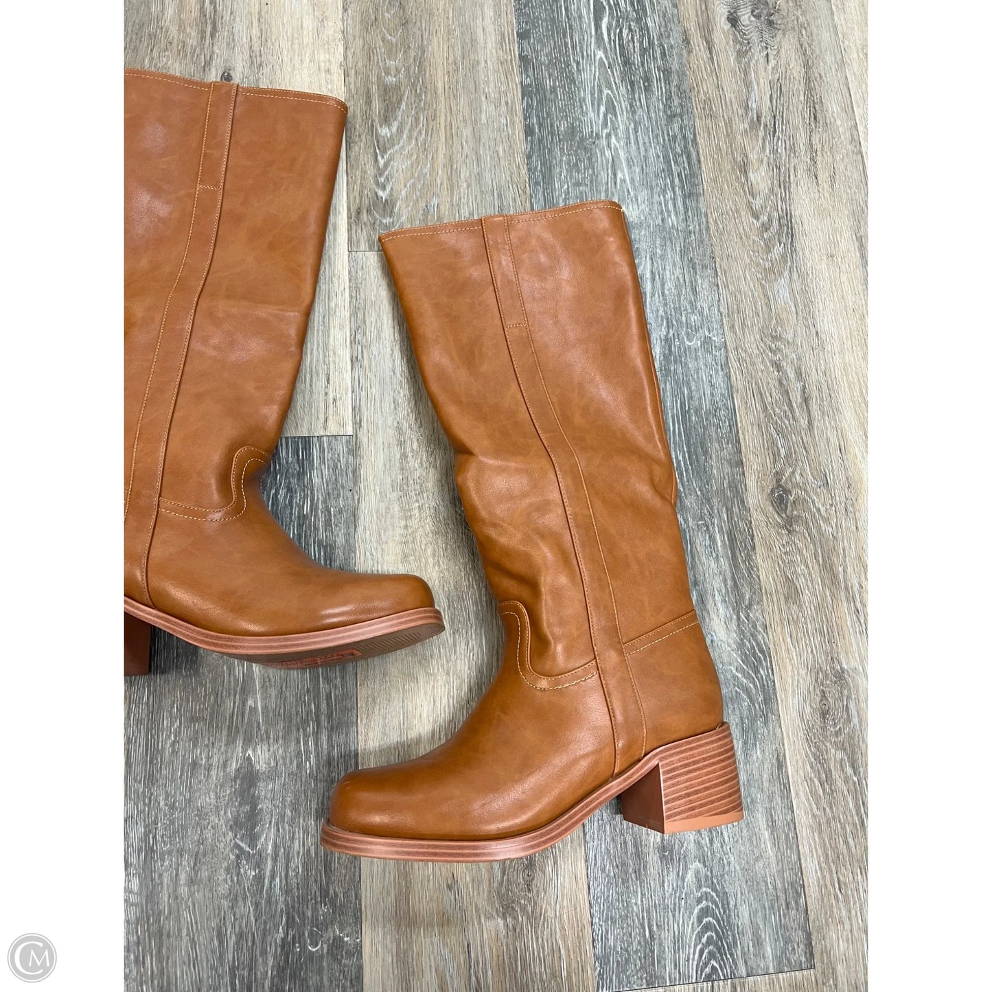 Boots Knee Heels By Clothes Mentor In Tan, Size: 9