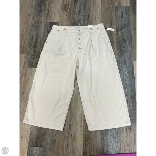 Jeans Crop Wide Leg By Banana Republic In Cream Denim, Size: 17/35