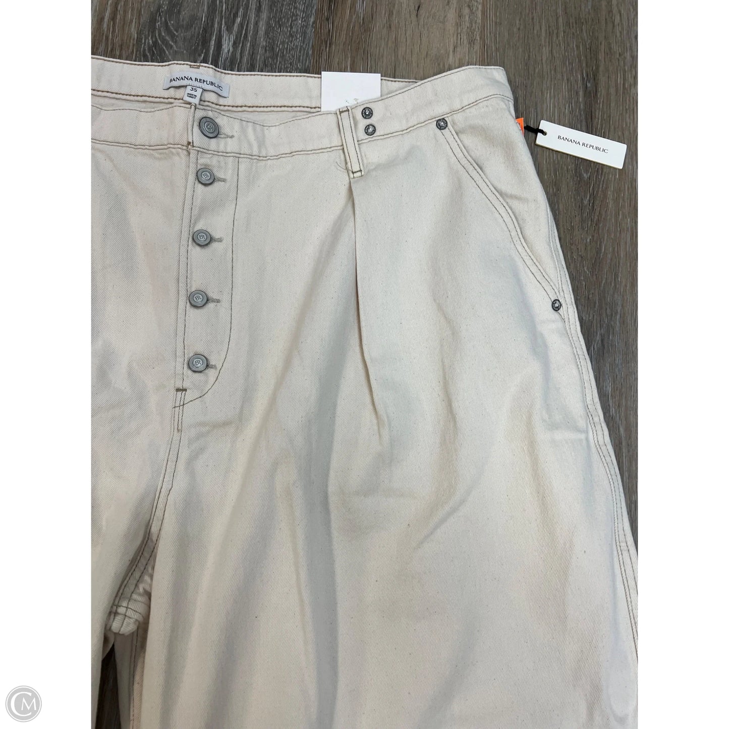 Jeans Crop Wide Leg By Banana Republic In Cream Denim, Size: 17/35