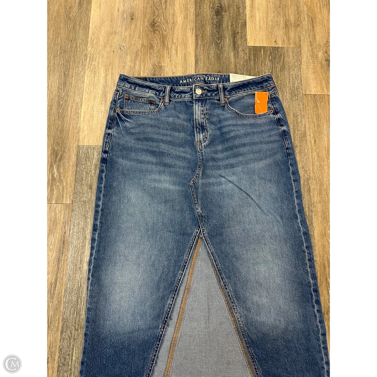 Skirt Midi By American Eagle In Blue Denim, Size: 10