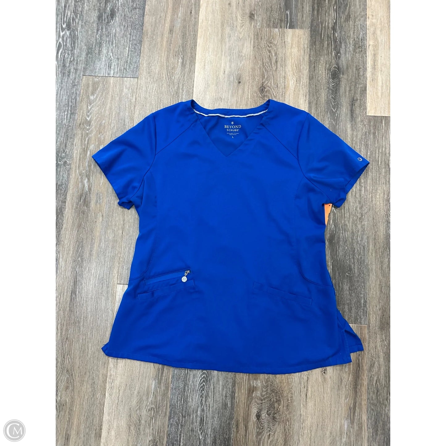 Scrub Top Short Sleeve By Beyond Scrubs In Blue, Size: L