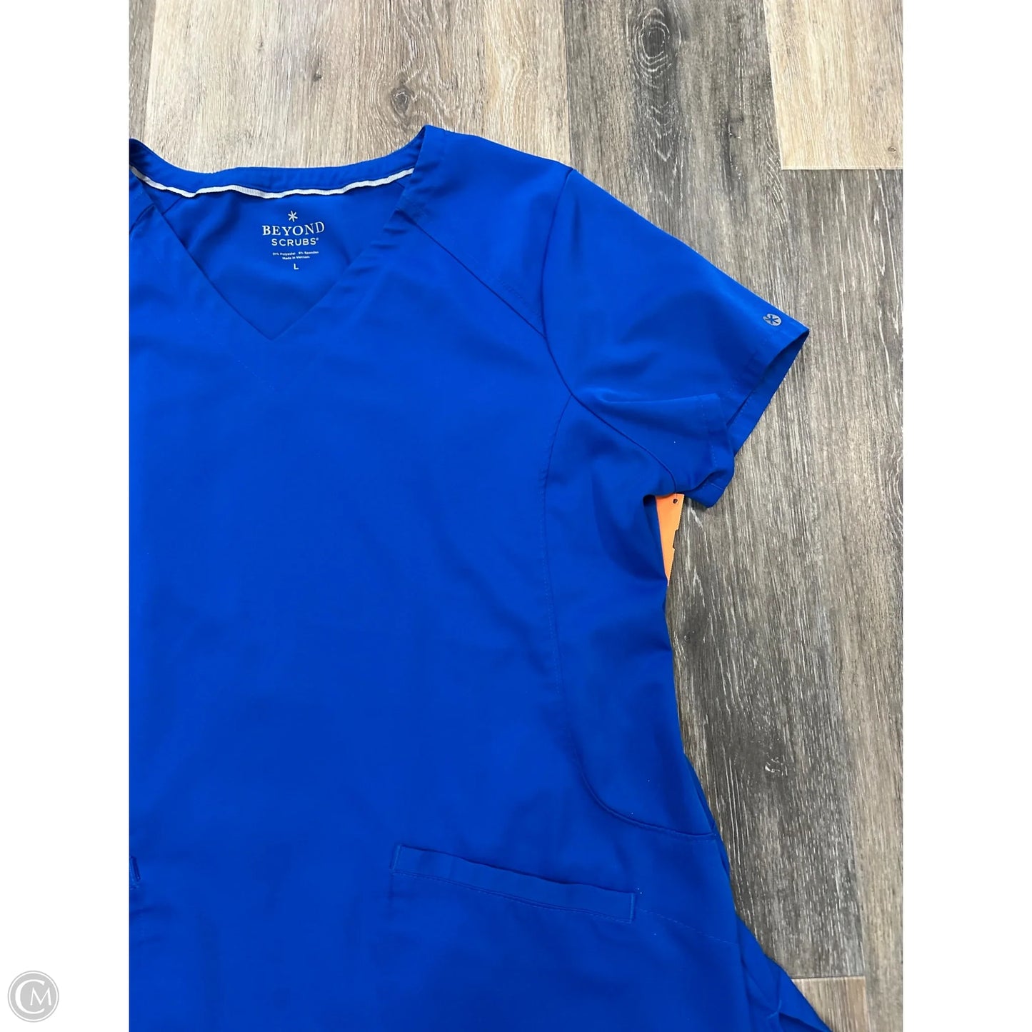 Scrub Top Short Sleeve By Beyond Scrubs In Blue, Size: L