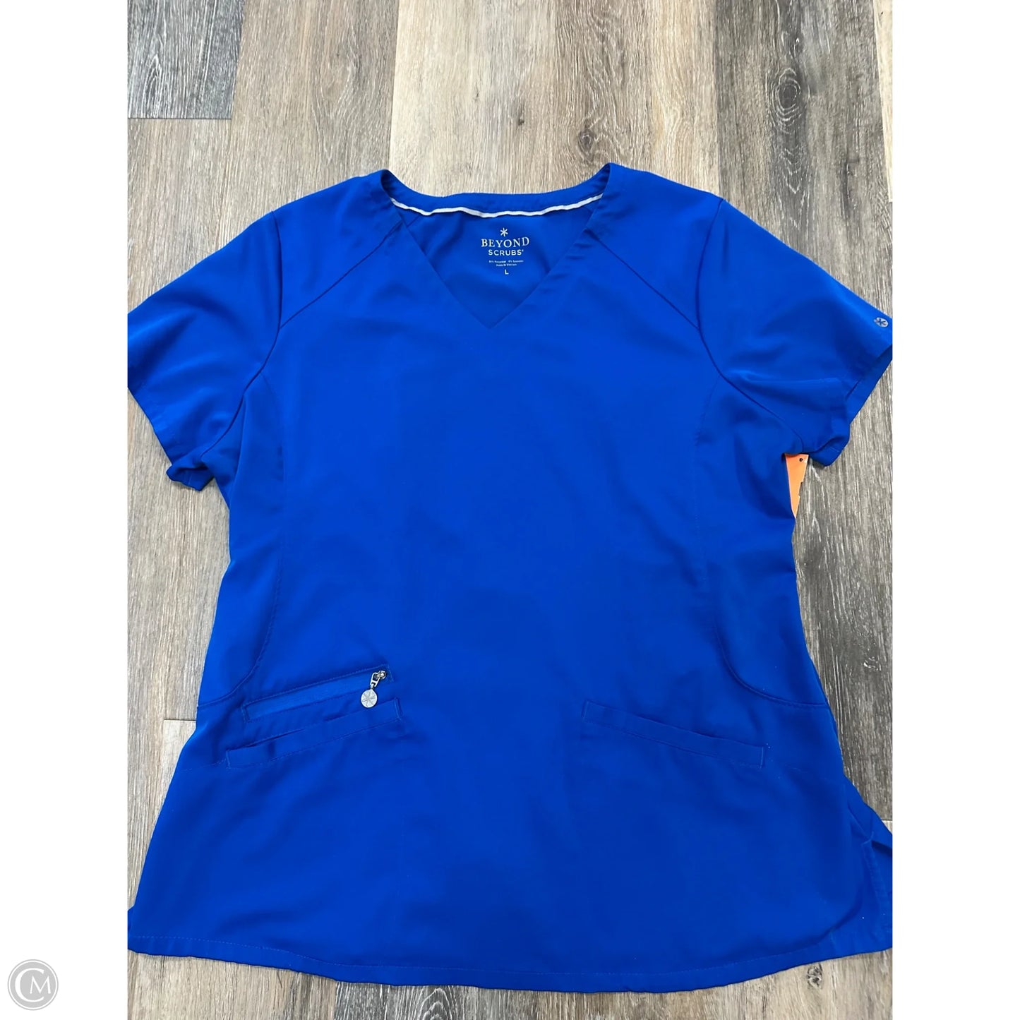 Scrub Top Short Sleeve By Beyond Scrubs In Blue, Size: L