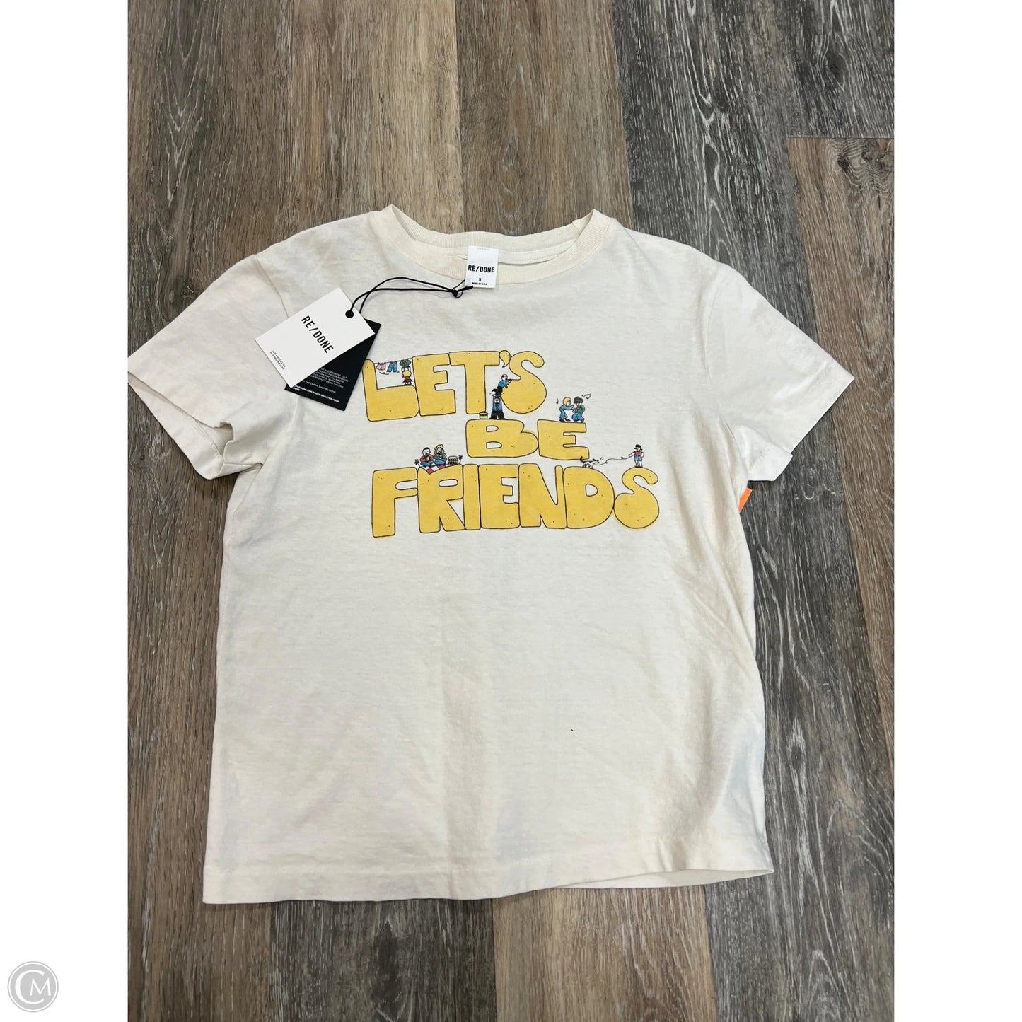 Top Short Sleeve By Re/Done In Cream, Size: S