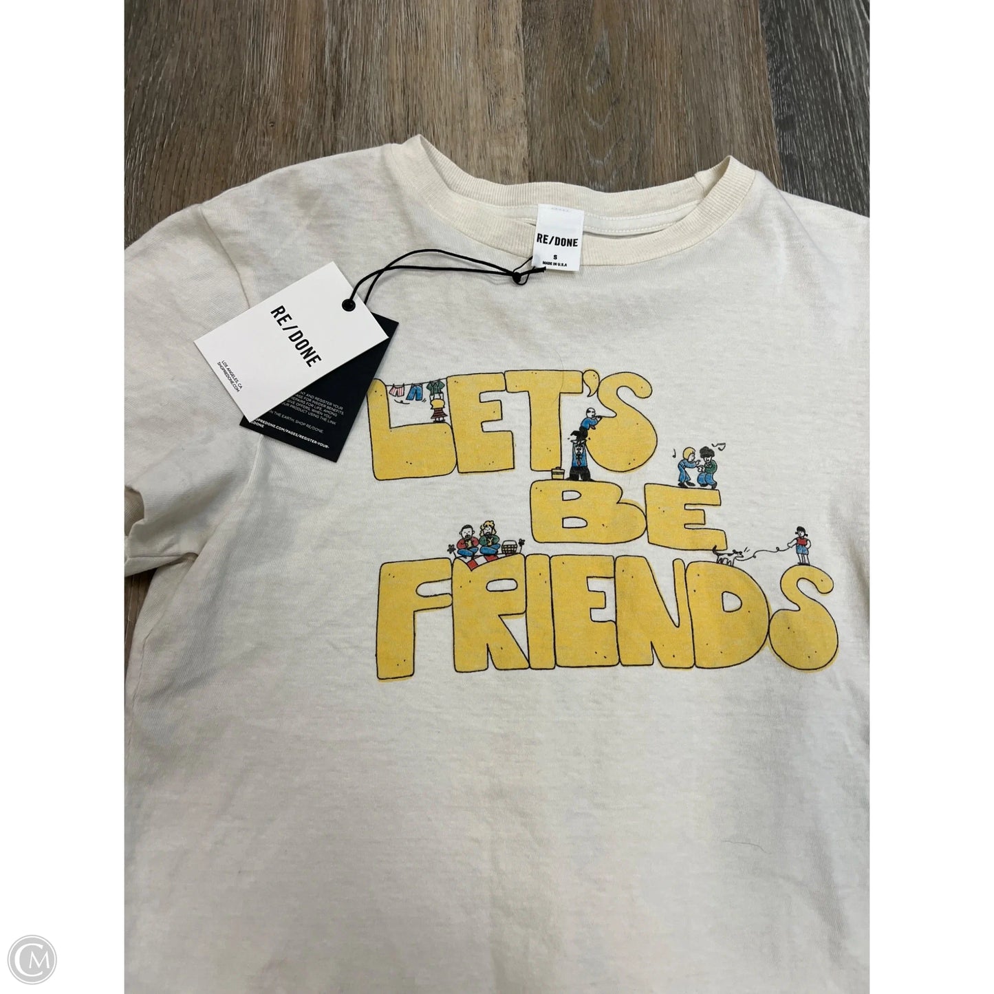 Top Short Sleeve By Re/Done In Cream, Size: S