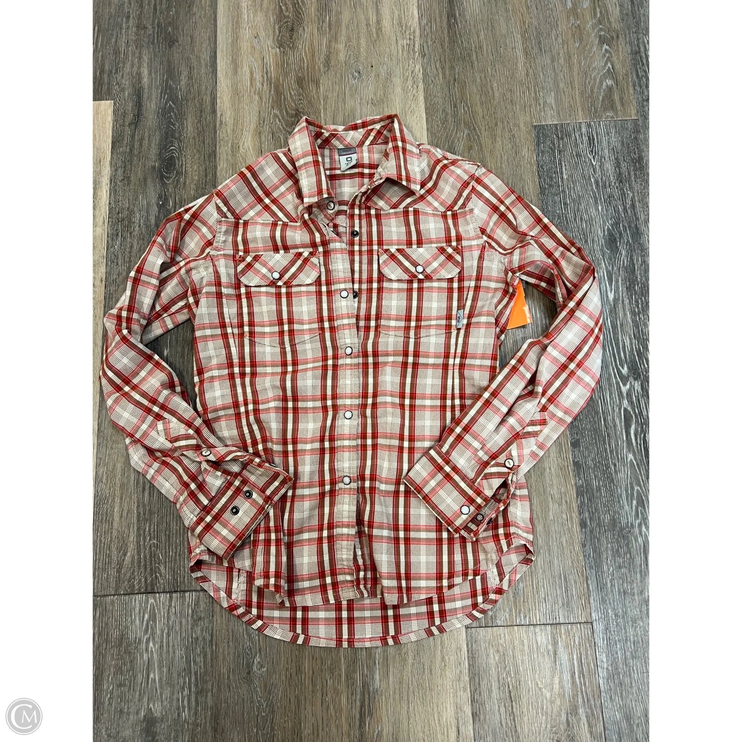 Blouse Long Sleeve By Stio In Plaid Pattern, Size: S