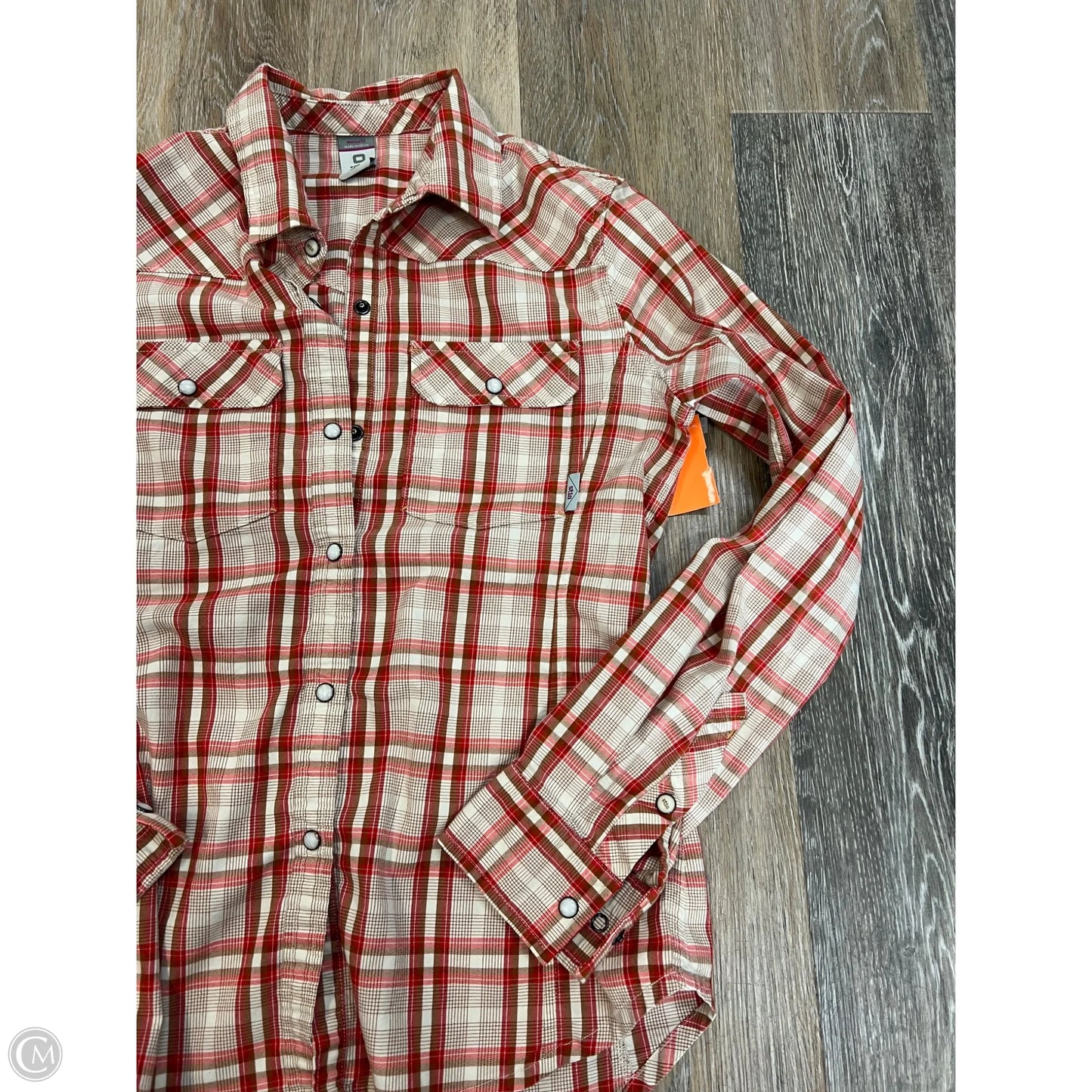 Blouse Long Sleeve By Stio In Plaid Pattern, Size: S