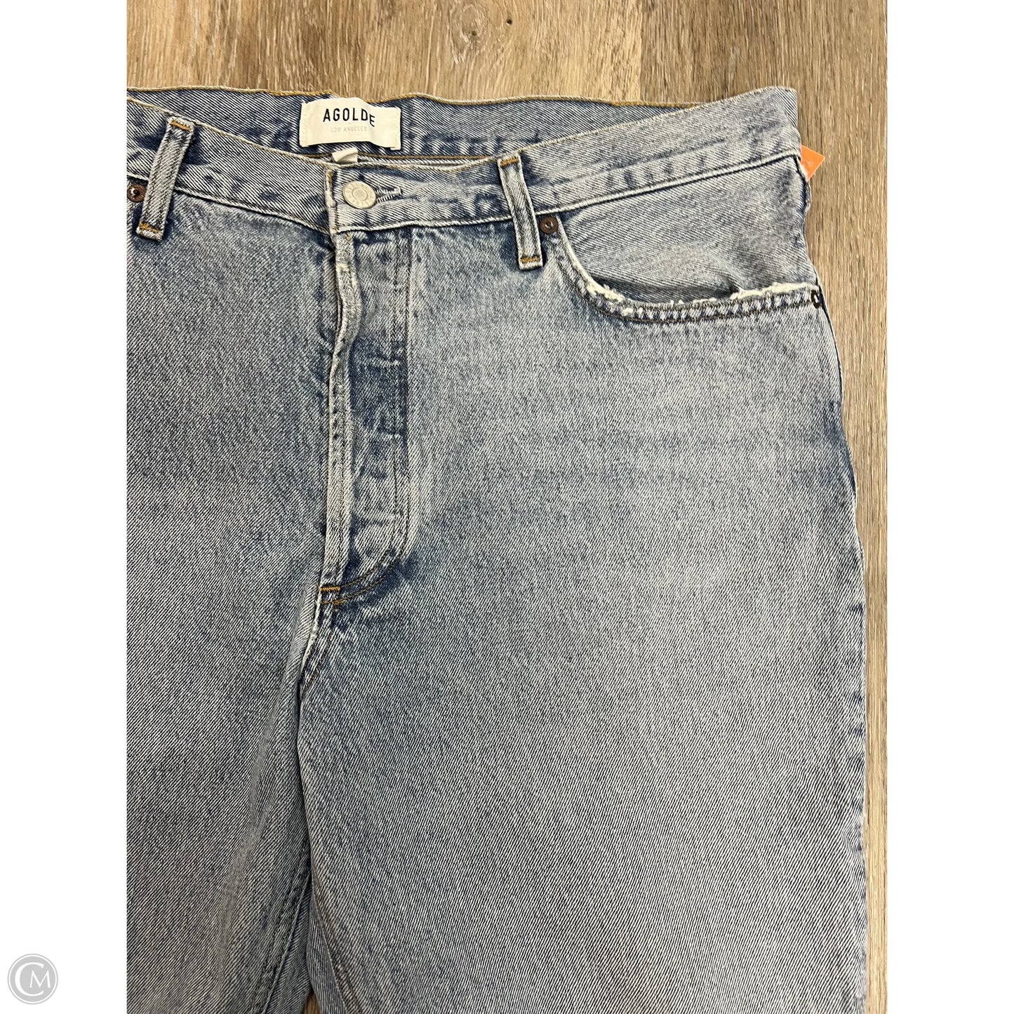 Jeans Straight By Agolde In Blue Denim, Size: 14