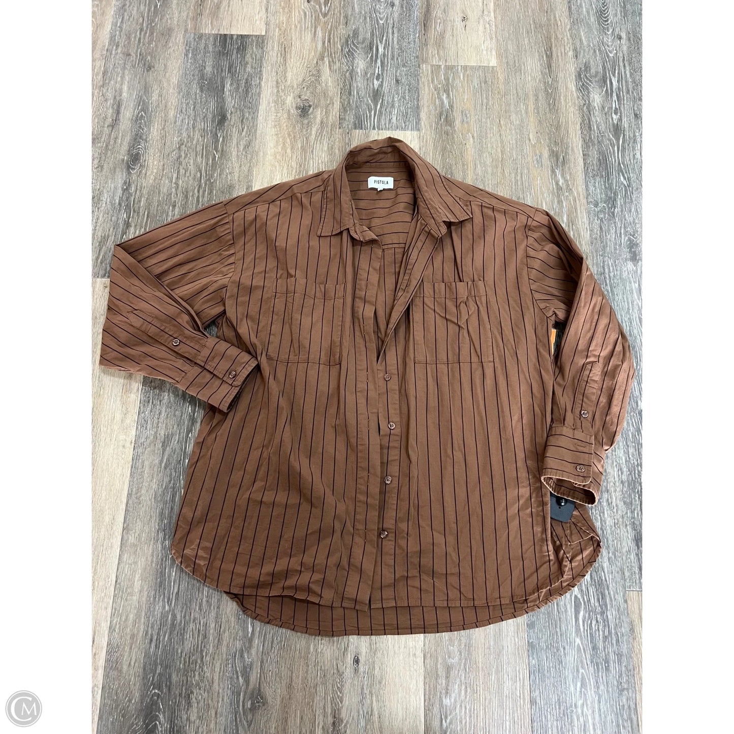 Blouse Long Sleeve By Pistola In Brown, Size: S