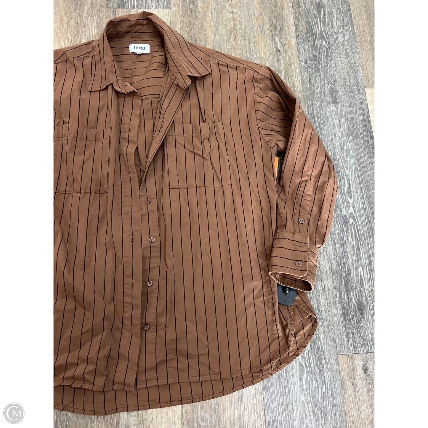 Blouse Long Sleeve By Pistola In Brown, Size: S
