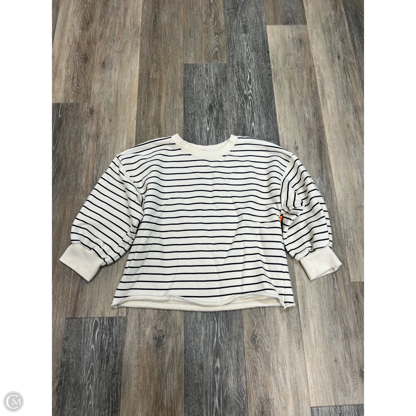 Sweatshirt Crewneck By Perfect White Tee In Striped Pattern, Size: Xs