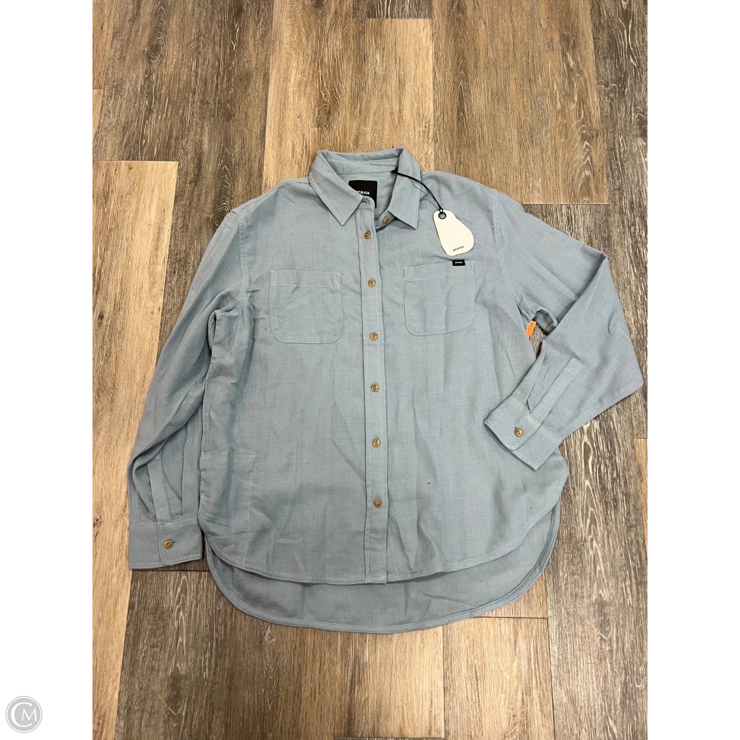 Blouse Long Sleeve By Prana In Blue, Size: S