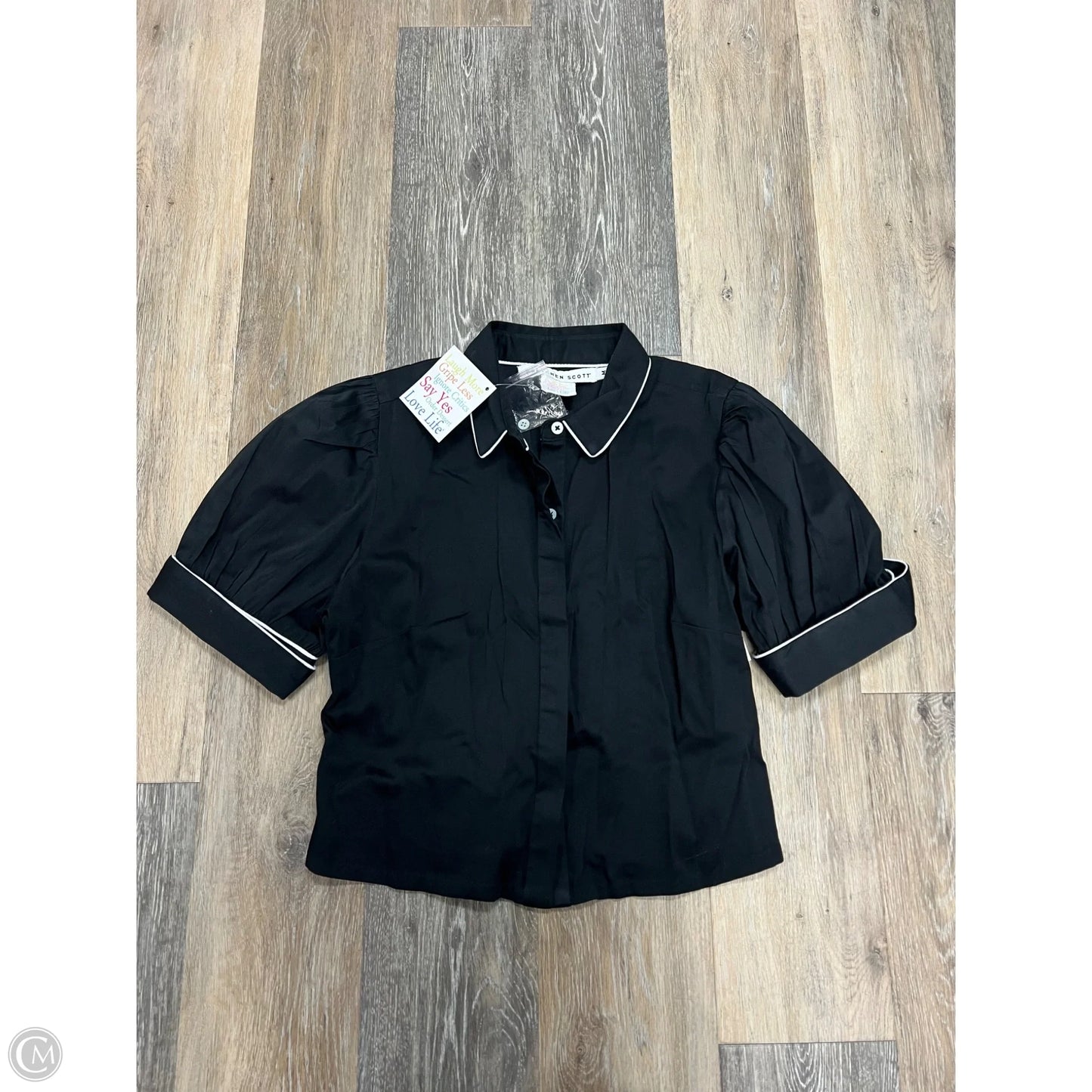 Blouse Short Sleeve By Gretchen Scott In Black, Size: M
