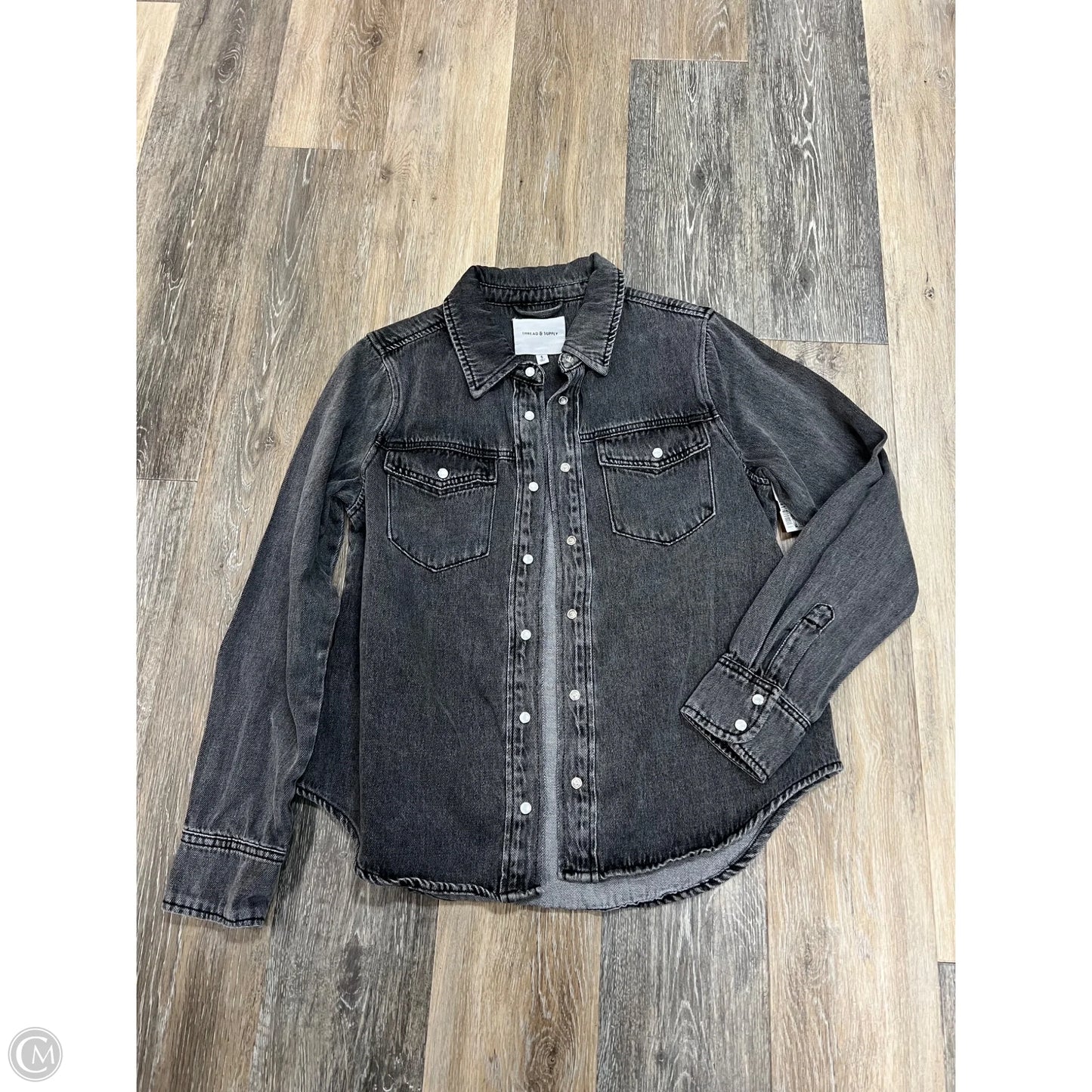 Jacket Shirt By Thread And Supply In Grey Denim, Size: S