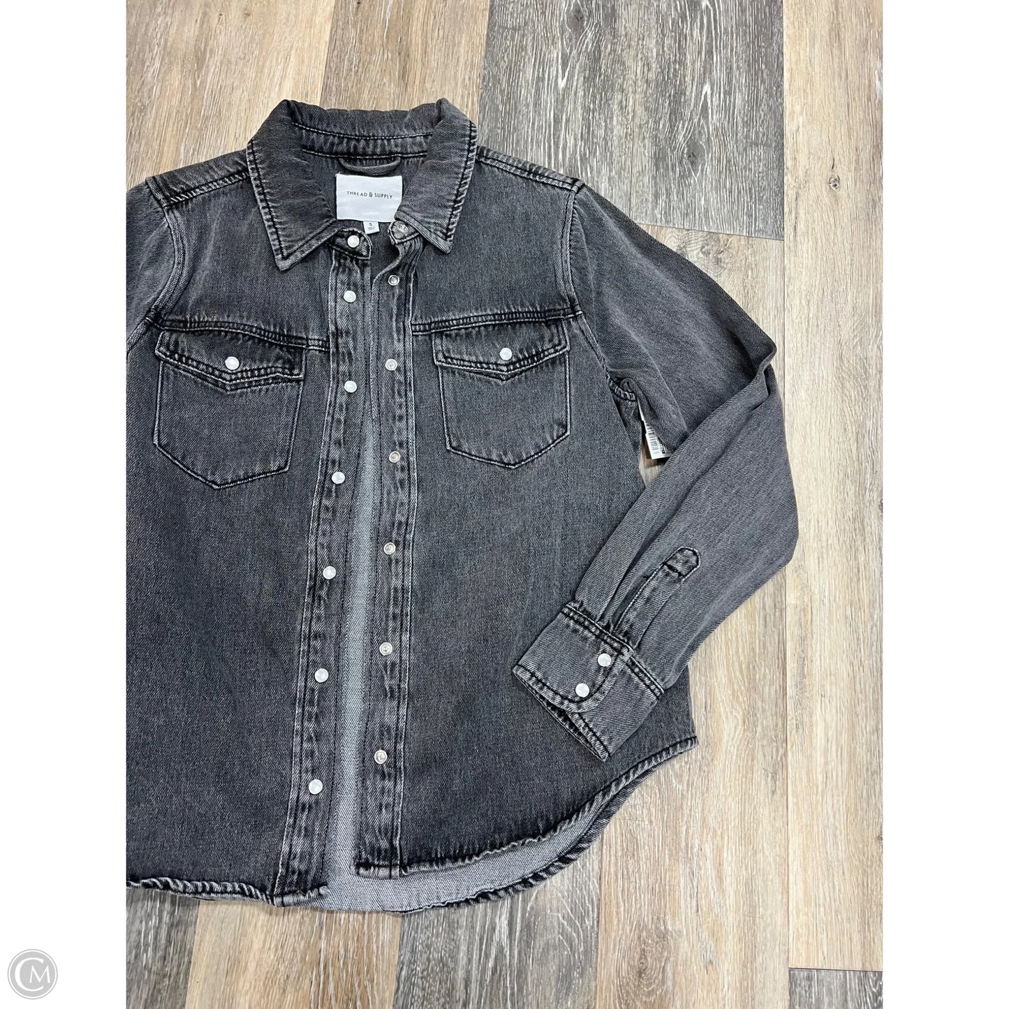 Jacket Shirt By Thread And Supply In Grey Denim, Size: S